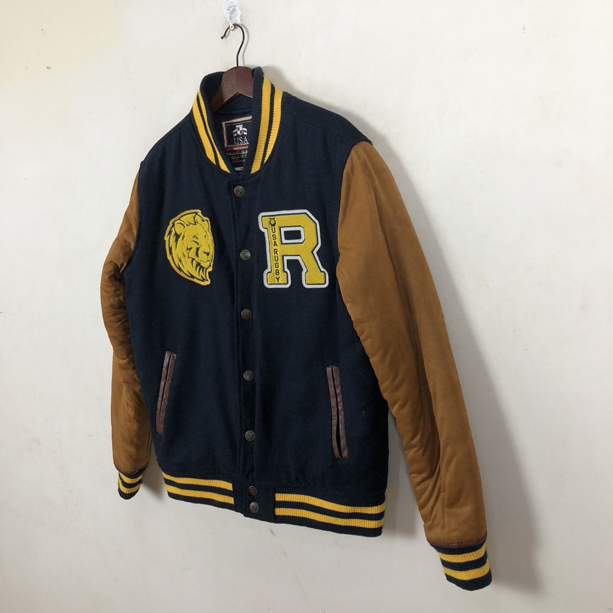 Japanese Brand VARSITY JACKET USA RUGBY BIG LOGO EMBROIDERED Size US L / EU 52-54 / 3 - 3 Thumbnail