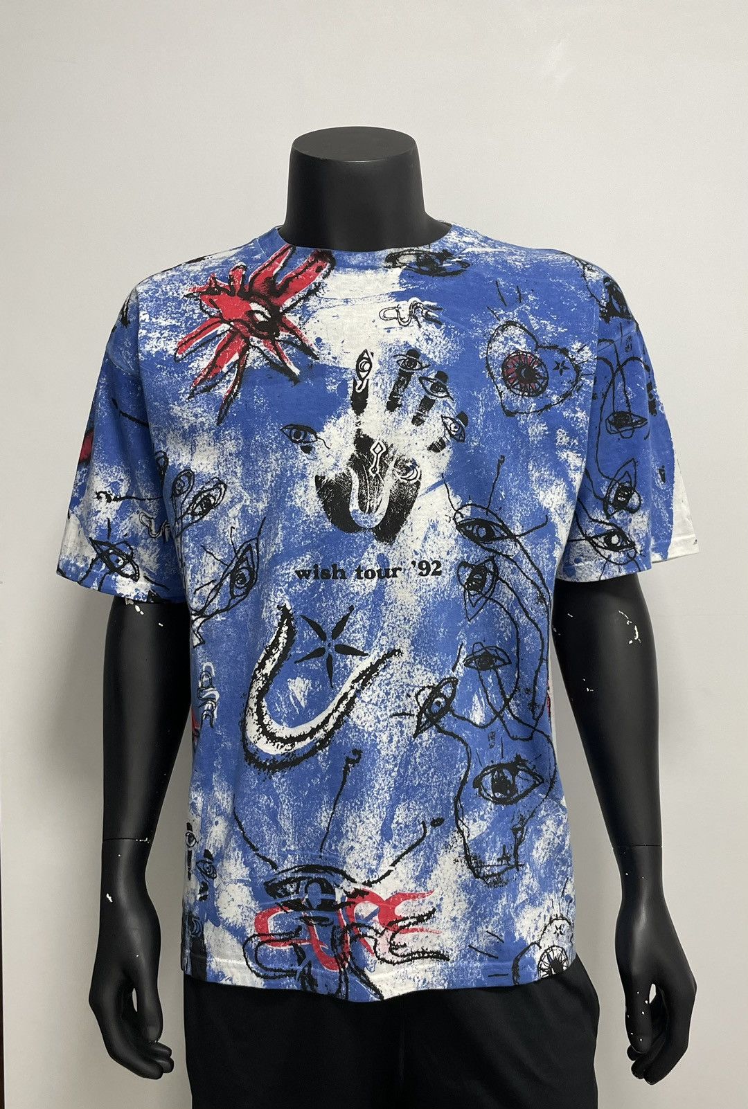 image of 1992 The Cure Wish Tour All Over Print T-Shirt in Blue, Men's (Size Large)