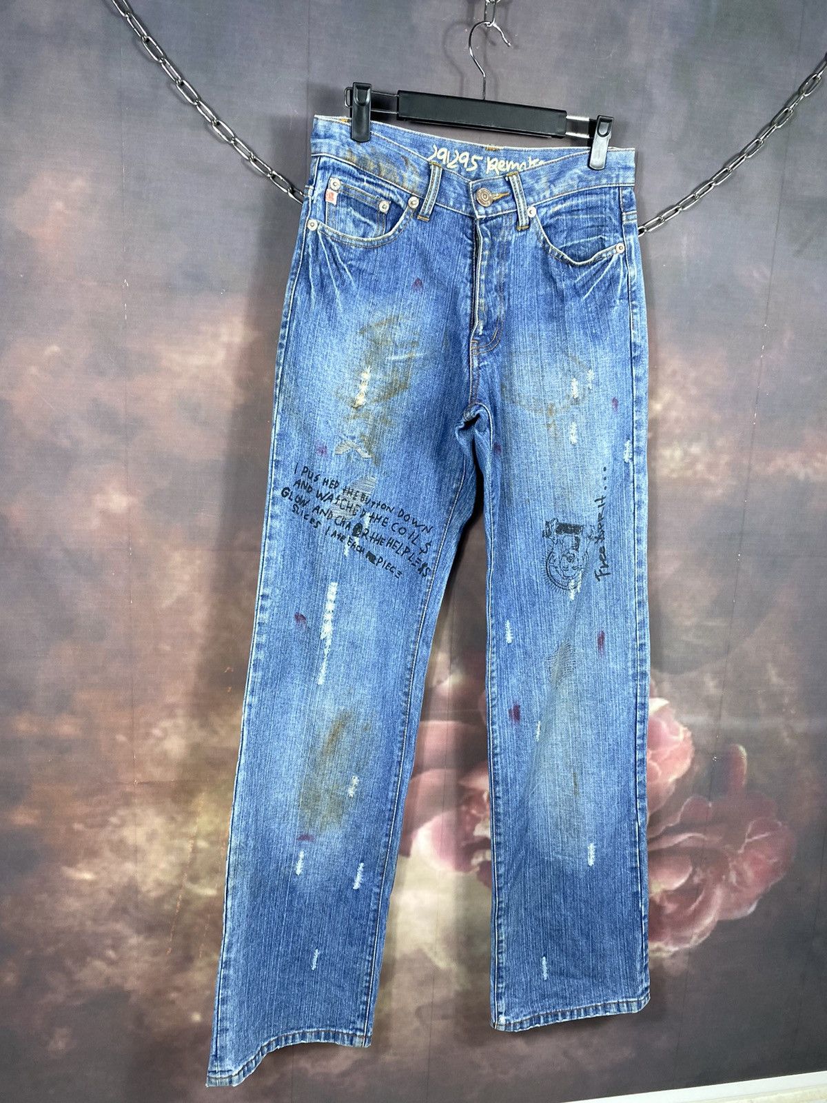 If Six Was Nine × Japanese Brand Vintage 29x33 291295 Homme Distressed Spellot Denim Jeans Size US 29 - 3 Thumbnail