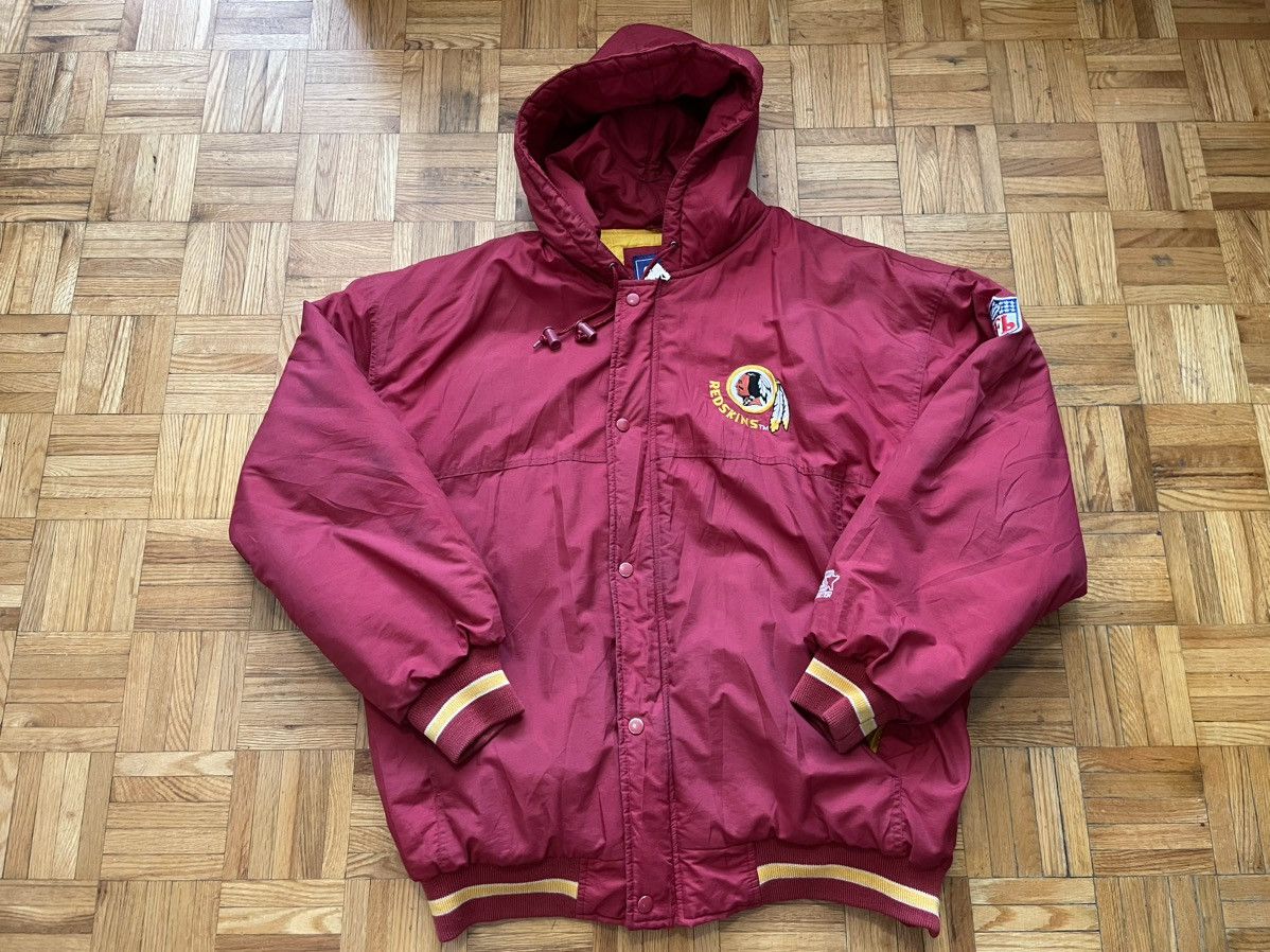 Vtg Starter Washington Redskins 1/4 Zip Nylon Pullover Mens L Jacket