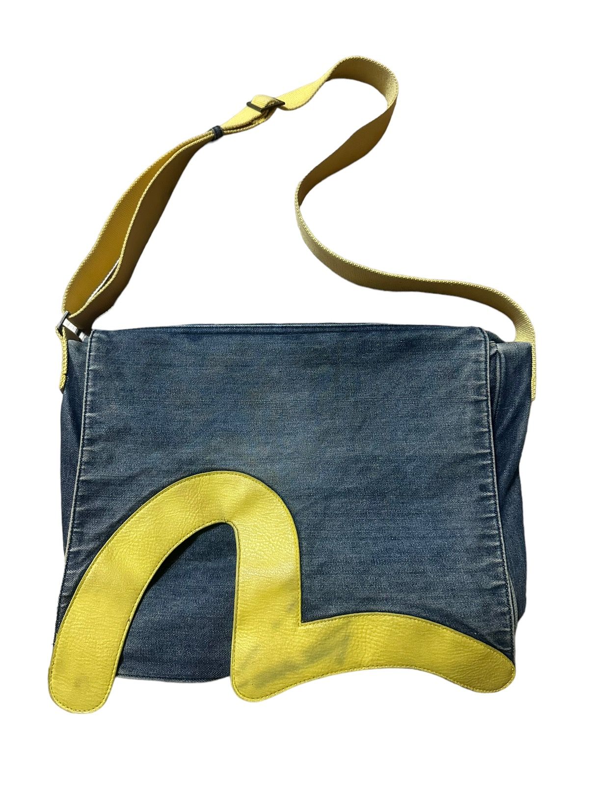 Pre-owned Archival Clothing X Distressed Denim Evisu Yamane Denim Messenger Shoulder Bag In Blue