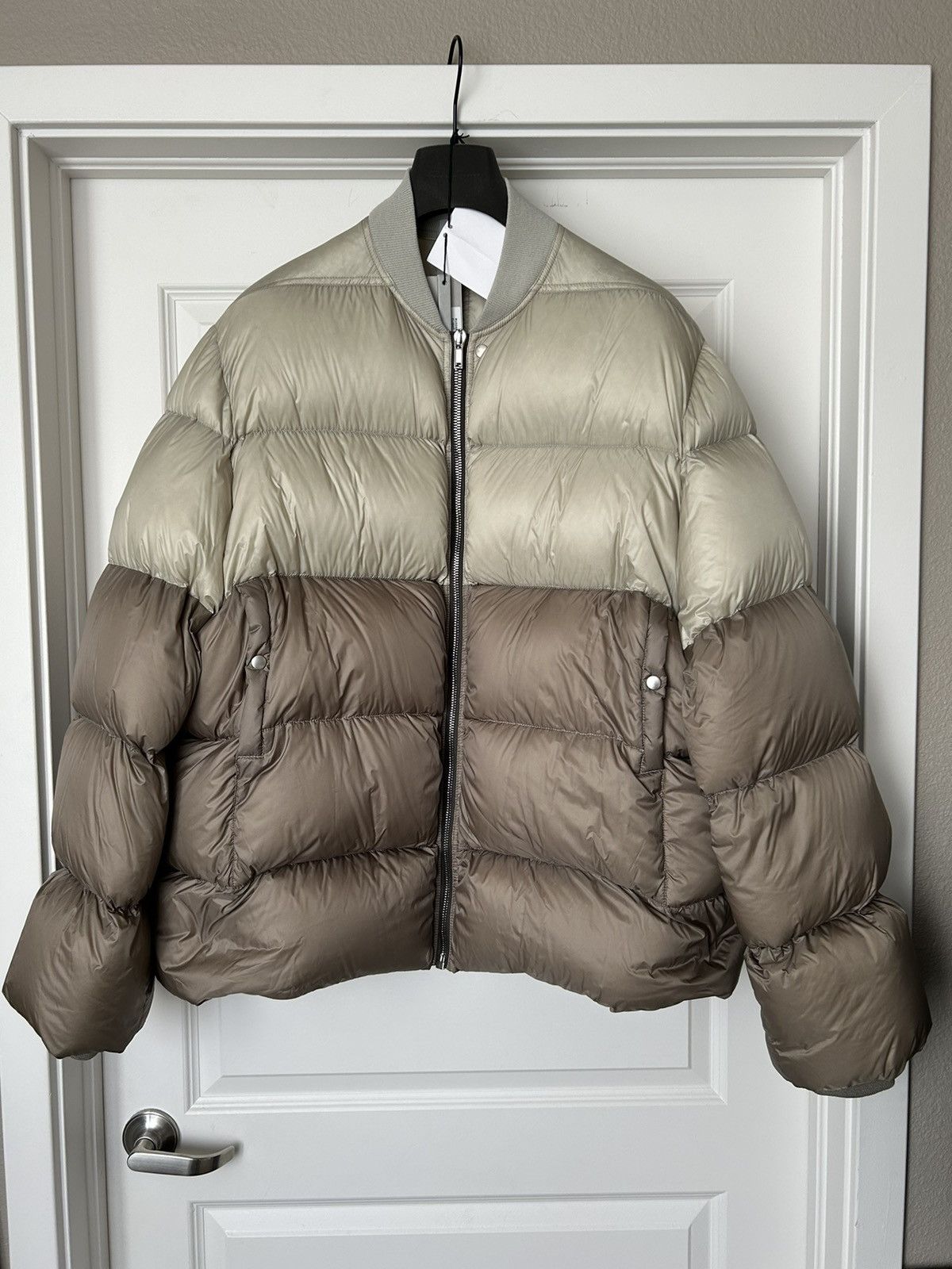 Pre-owned Rick Owens Fw21 Gethsemane Flight Bomber Puffer In Beige
