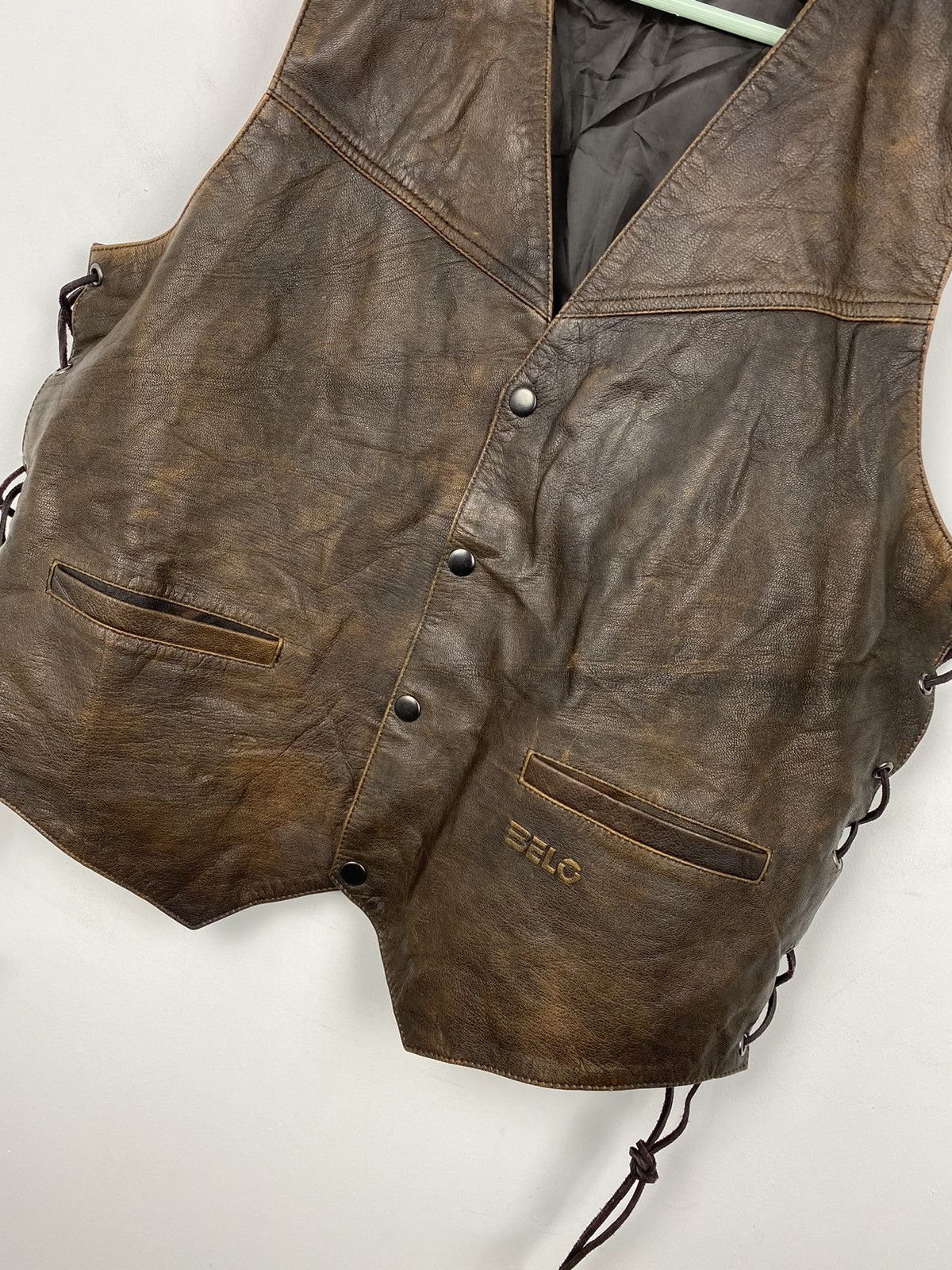 Genuine Leather Vintage Leather Vest Biker Harley Davidson Avirex Y2K Size US L / EU 52-54 / 3 - 3 Thumbnail