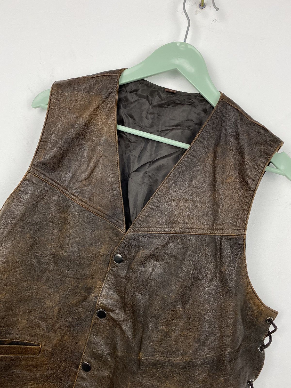 Genuine Leather Vintage Leather Vest Biker Harley Davidson Avirex Y2K Size US L / EU 52-54 / 3 - 2 Thumbnail