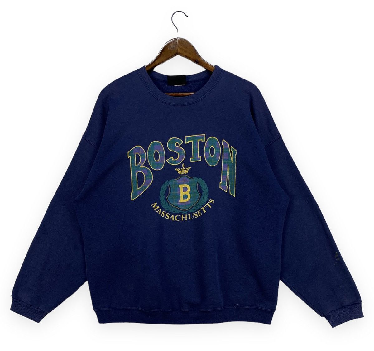 image of American College x Boston Vintage Boston Massachusetts Sweatshirt in Blue, Men's (Size XL)