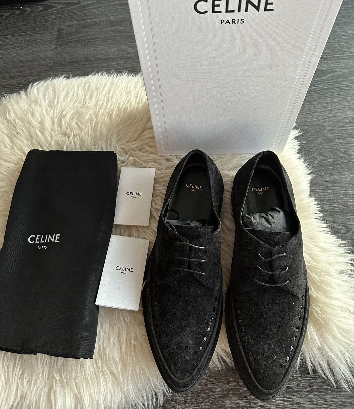 Celine × Hedi Slimane Rare Brand New Celine Hedi Derby 30 Suede Leather Creeper Size US 12 / EU 45 - 1 Thumbnail