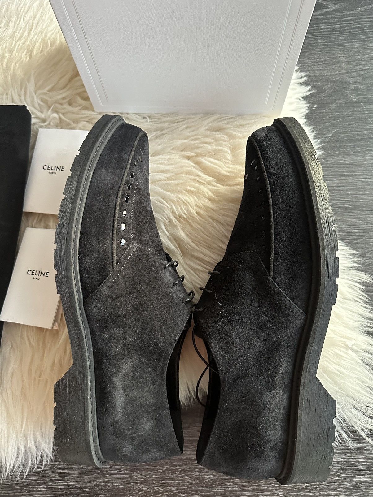 Celine × Hedi Slimane Rare Brand New Celine Hedi Derby 30 Suede Leather Creeper Size US 12 / EU 45 - 3 Thumbnail