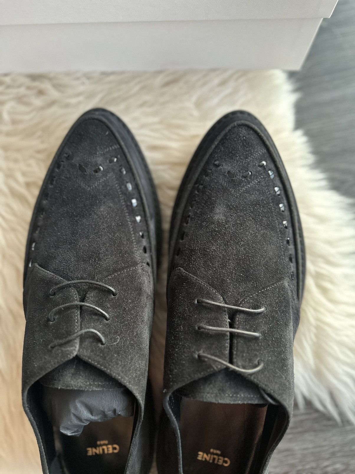 Celine × Hedi Slimane Rare Brand New Celine Hedi Derby 30 Suede Leather Creeper Size US 12 / EU 45 - 13 Thumbnail