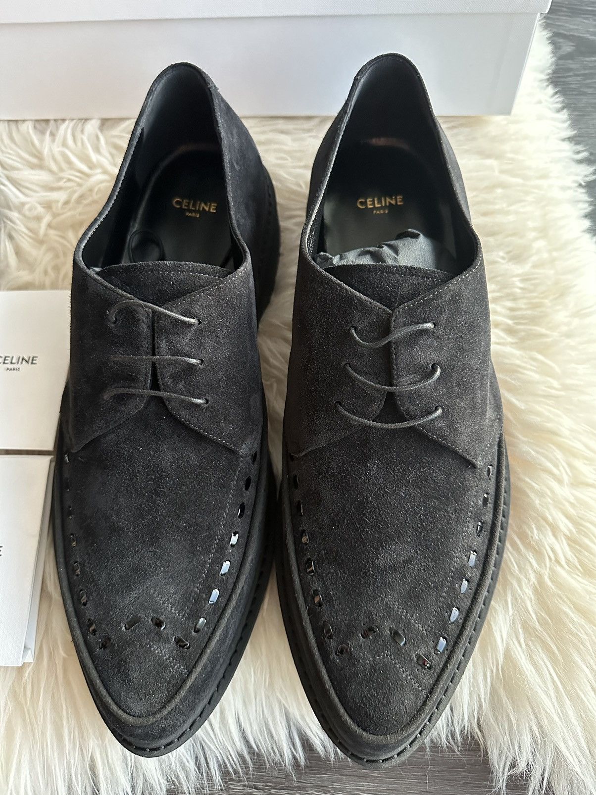 Celine × Hedi Slimane Rare Brand New Celine Hedi Derby 30 Suede Leather Creeper Size US 12 / EU 45 - 4 Thumbnail