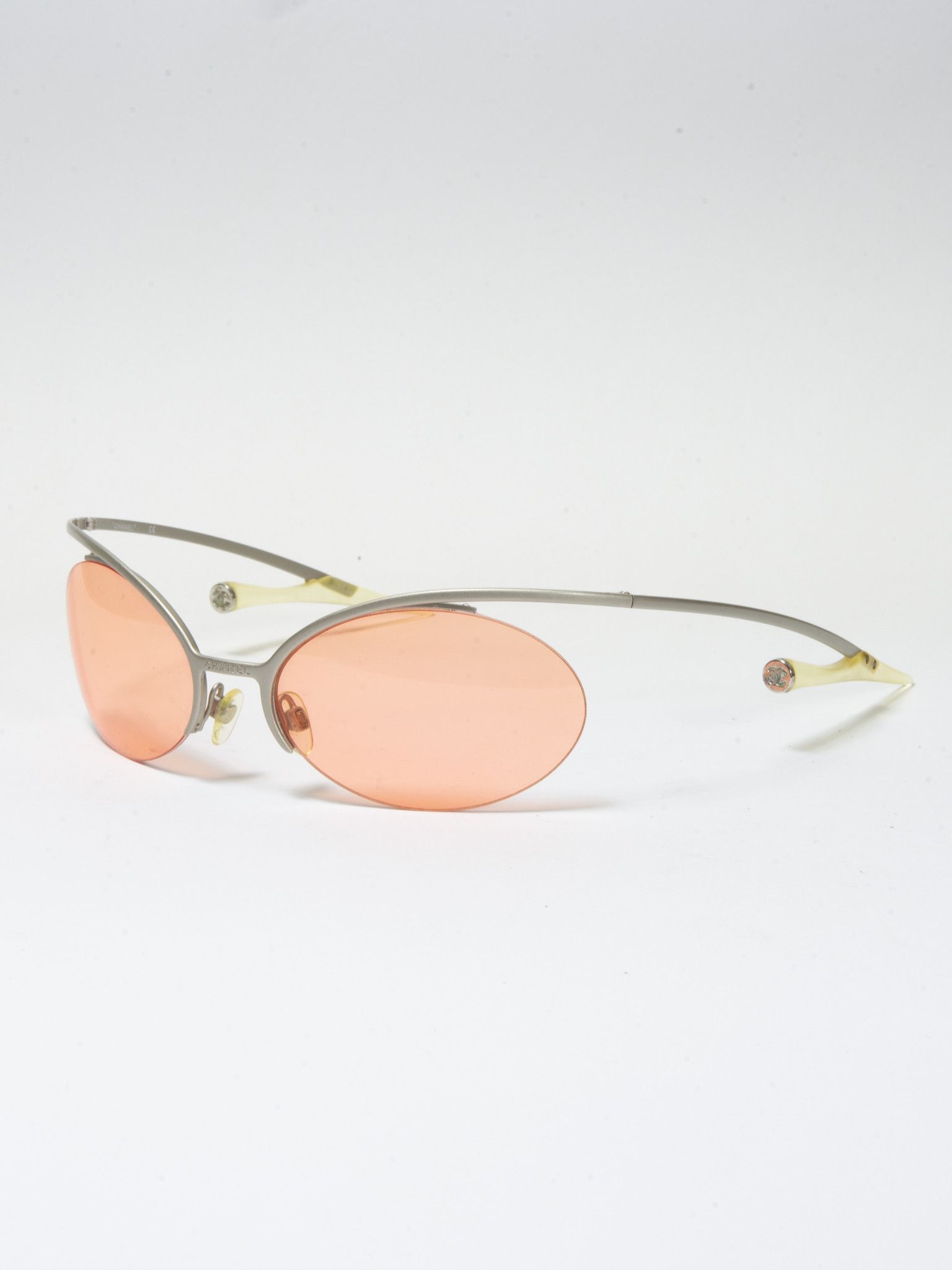 image of Chanel 2000's Futuristic Sunglasses in Grey/Orange, Men's