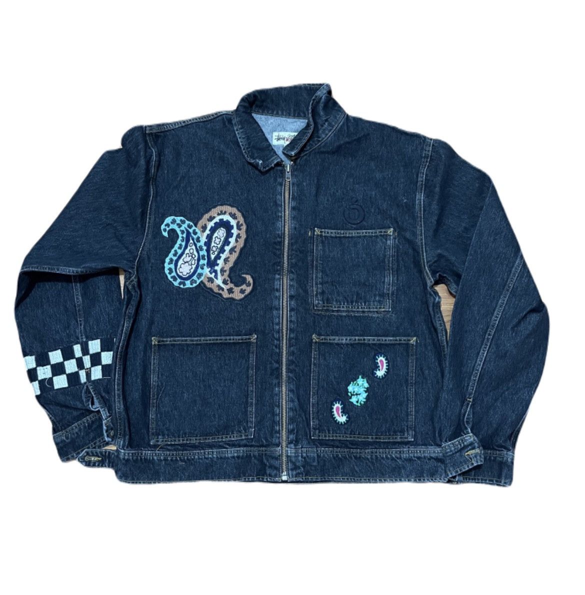 NOMA t.d × Stussy Denim Zip Work Jacket Washed Black Size US XXL / EU 58 / 5 - 4 Thumbnail