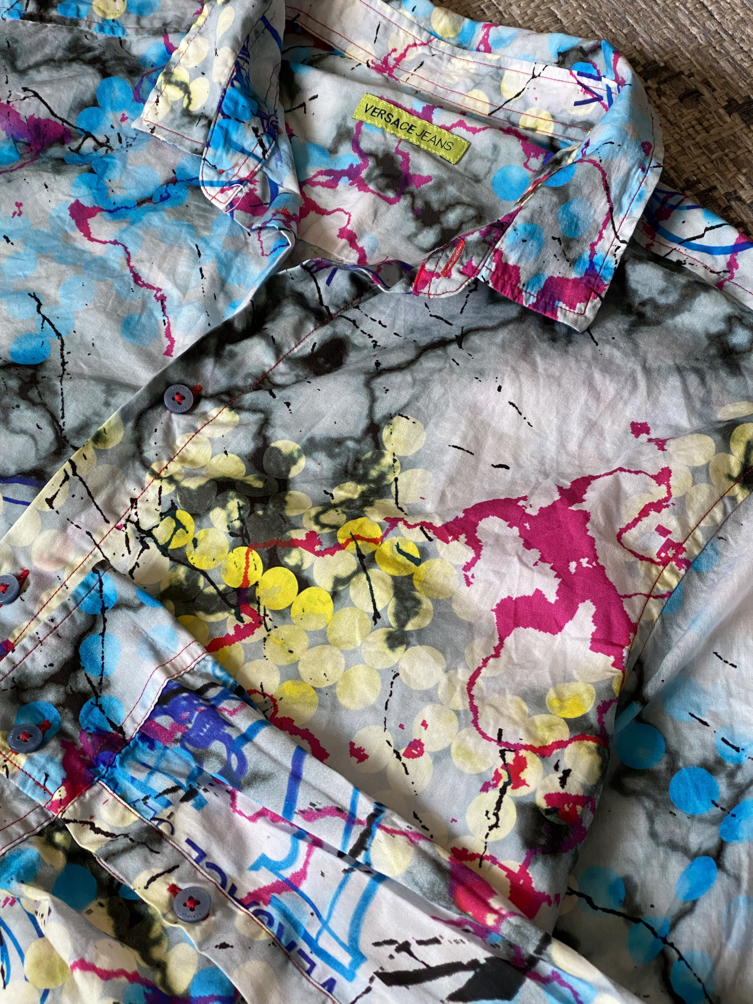 Versace × Versace Jeans Couture Y2K Painted All Over Logo Versace Jeans Couture shirt Size US L / EU 52-54 / 3 - 2 Thumbnail