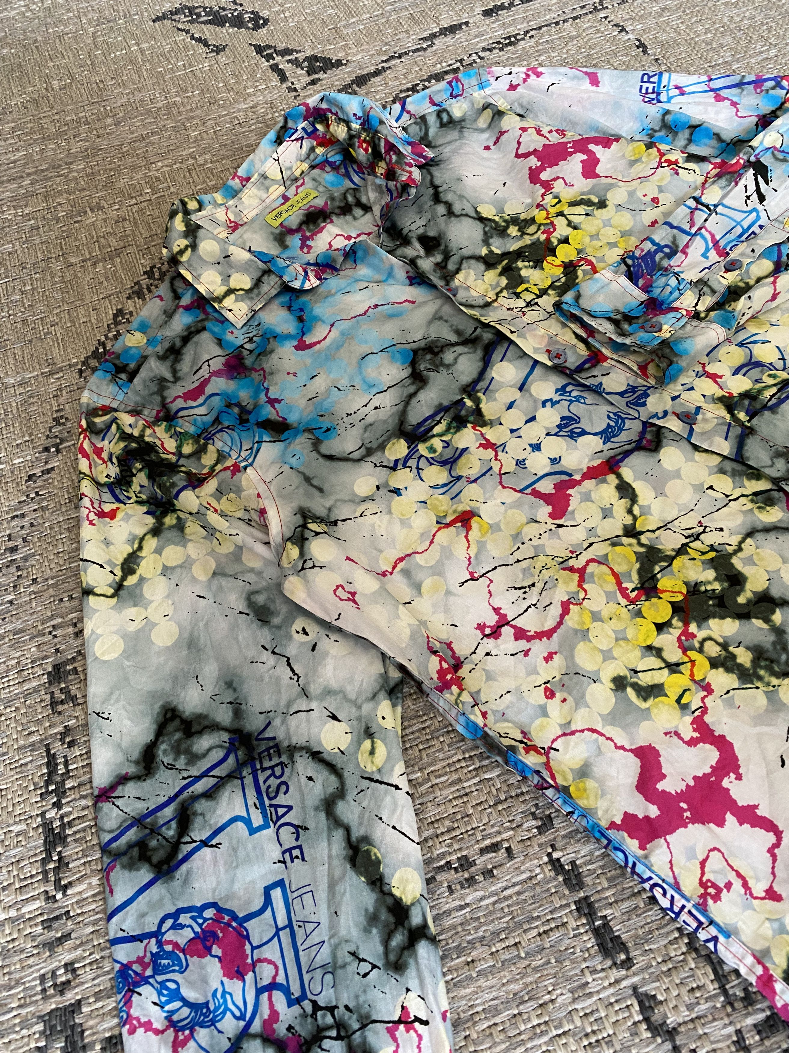 Versace × Versace Jeans Couture Y2K Painted All Over Logo Versace Jeans Couture shirt Size US L / EU 52-54 / 3 - 6 Thumbnail