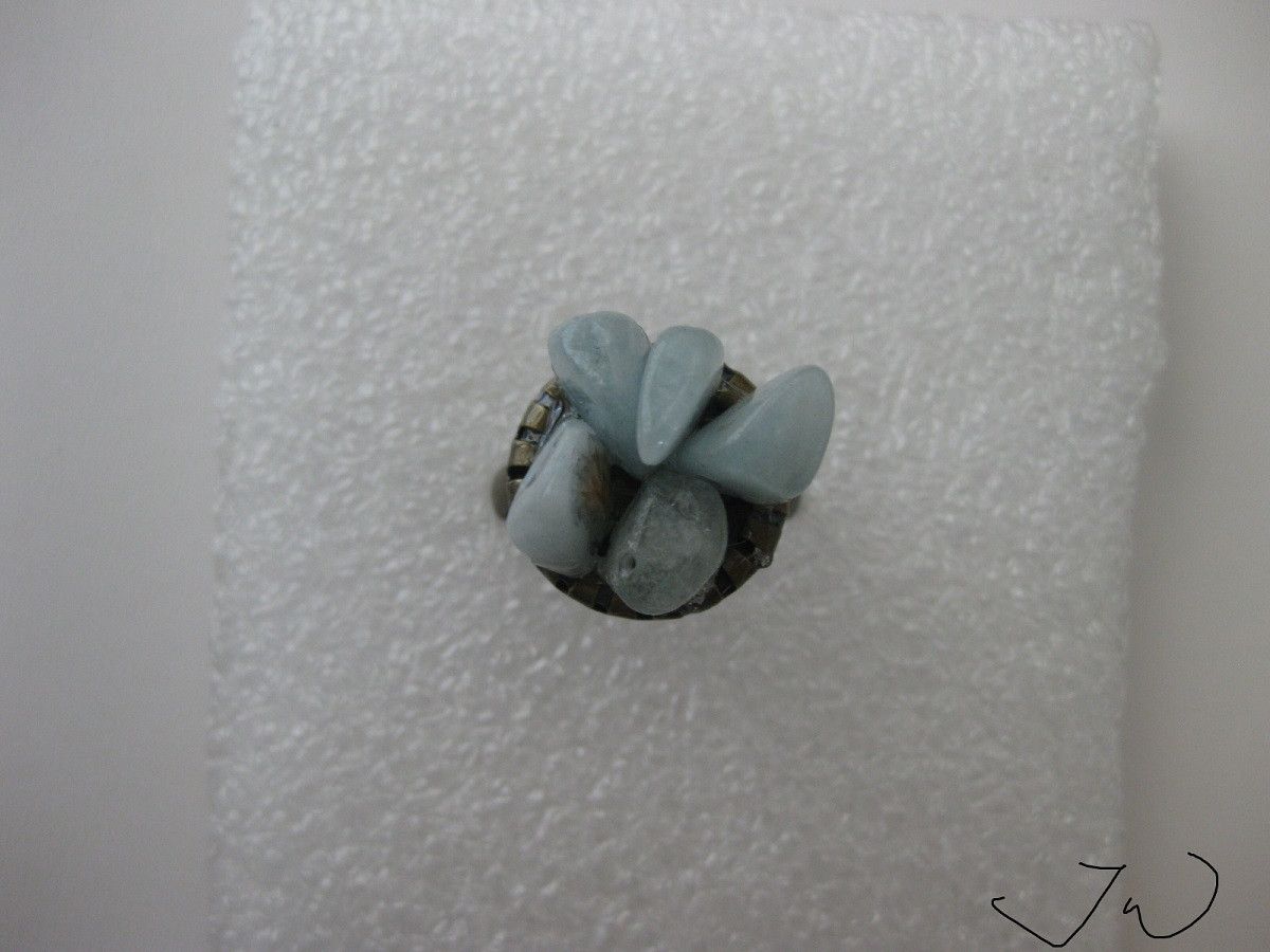 Handmade Aquamarine Chips Bronze ring Size ONE SIZE - 1 Thumbnail