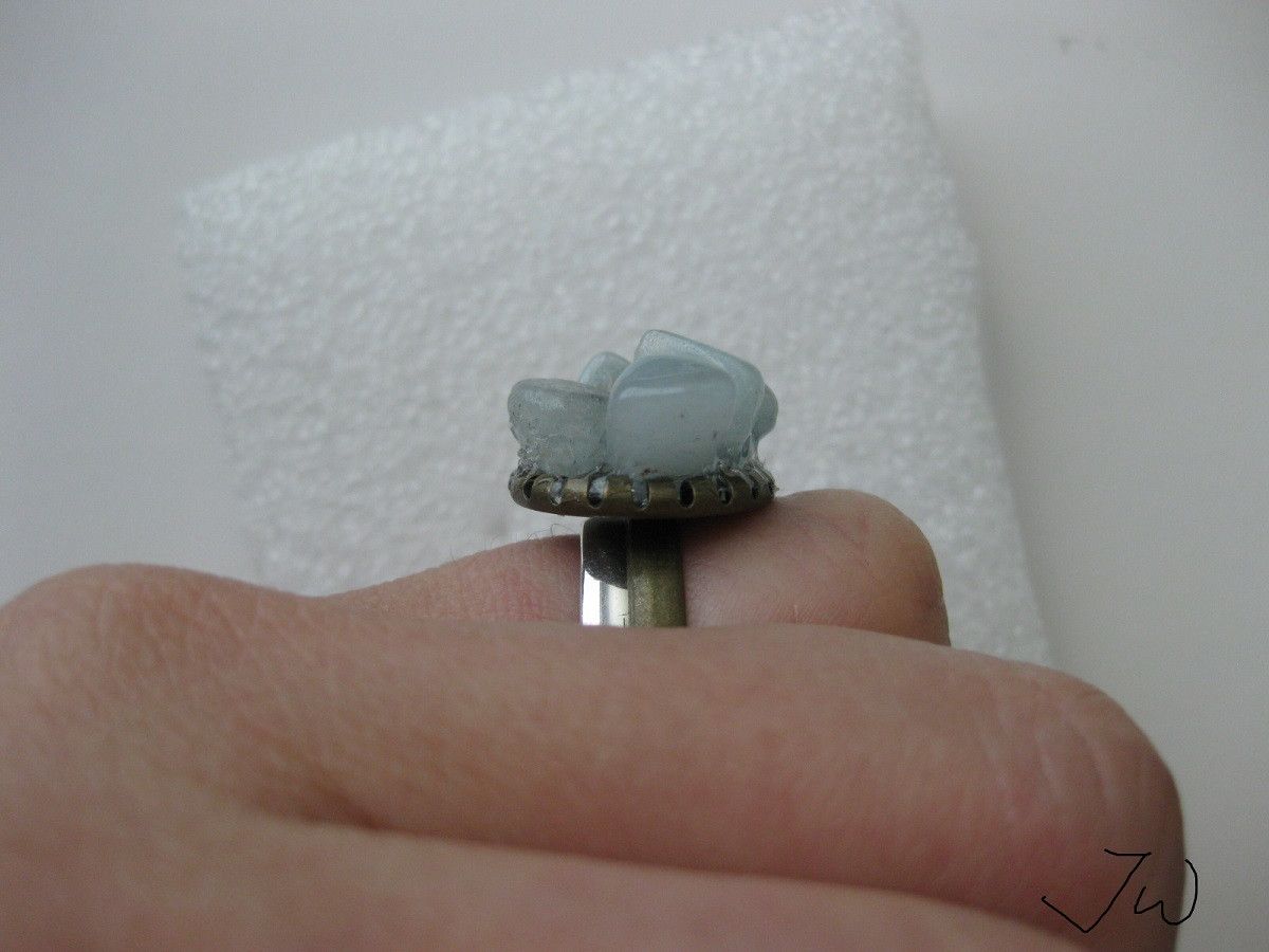 Handmade Aquamarine Chips Bronze ring Size ONE SIZE - 4 Thumbnail