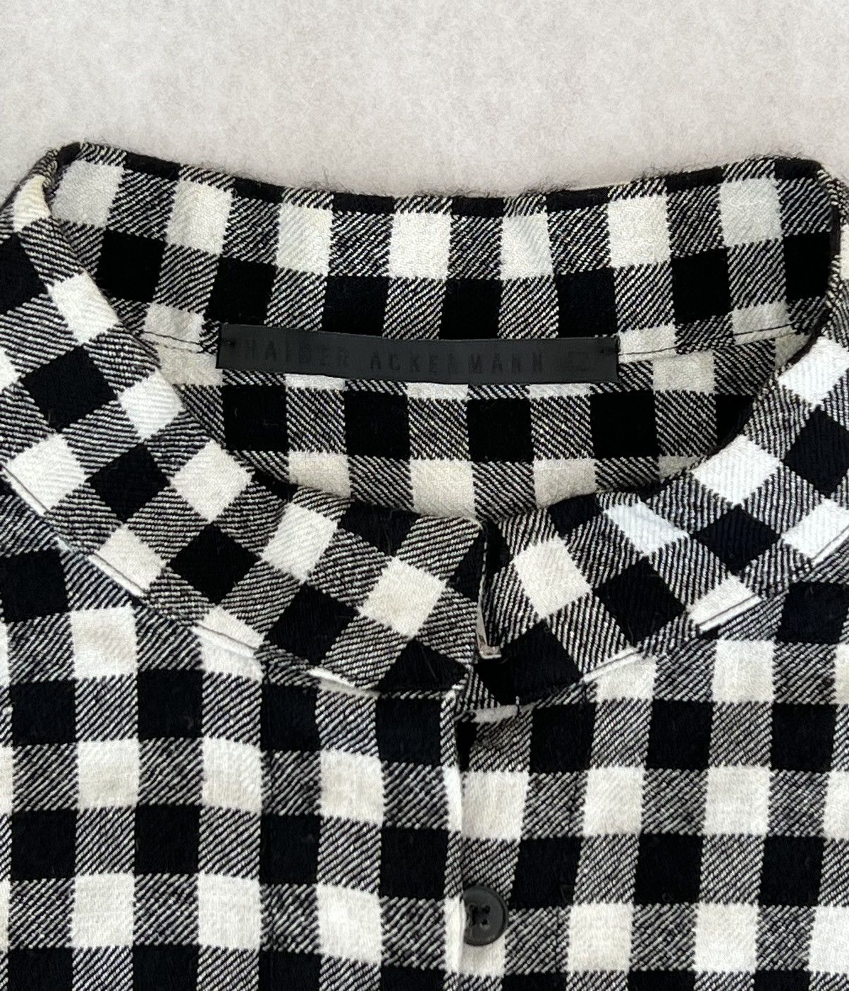 Haider Ackermann × Supreme × Vintage Wool/Linen Band Collar Small Checked Button Down Size US M / EU 48-50 / 2 - 4 Thumbnail