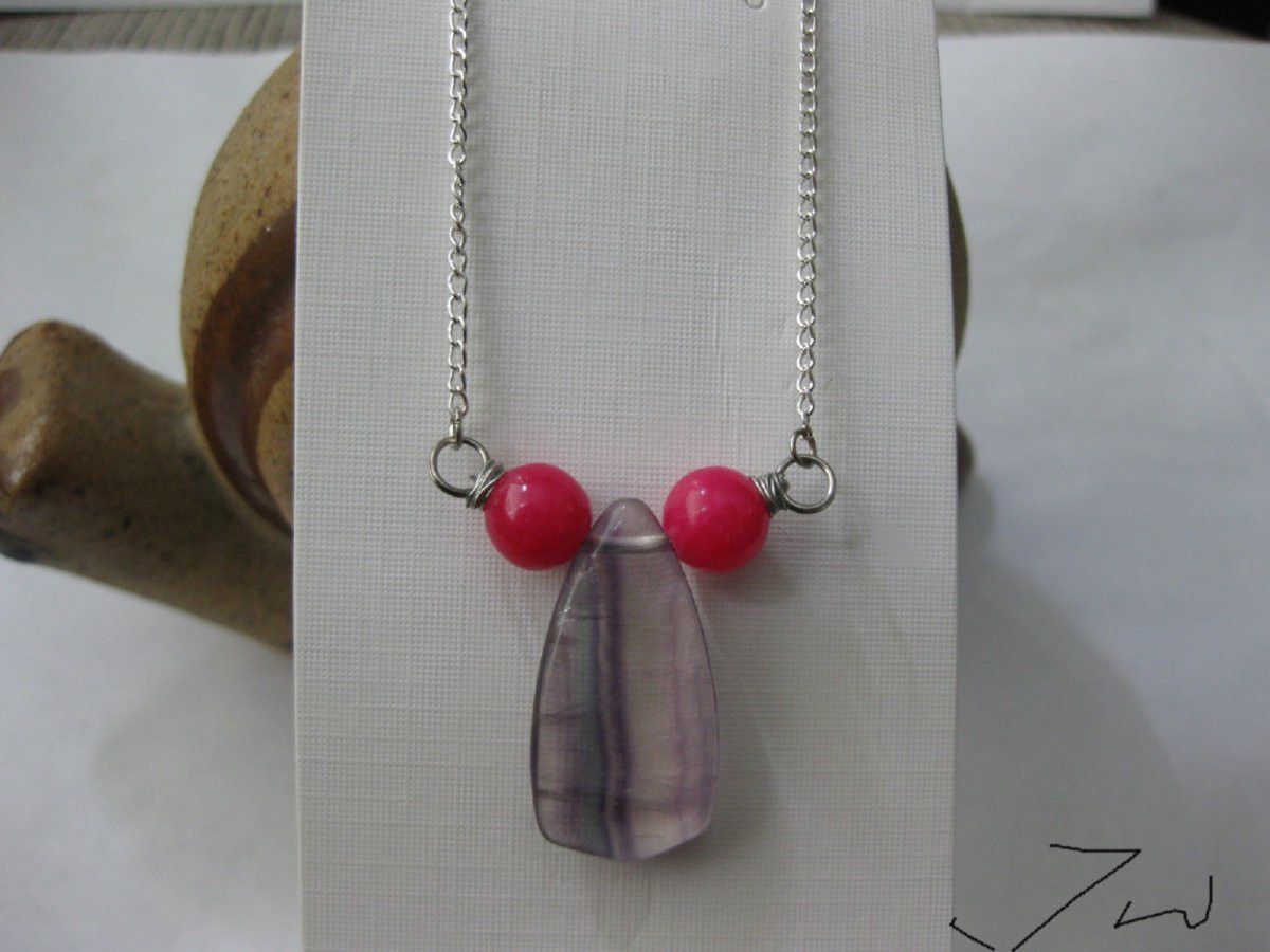 Handmade × Jewelry Crystal Chain Necklace with Pink Beads Size ONE SIZE - 1 Thumbnail