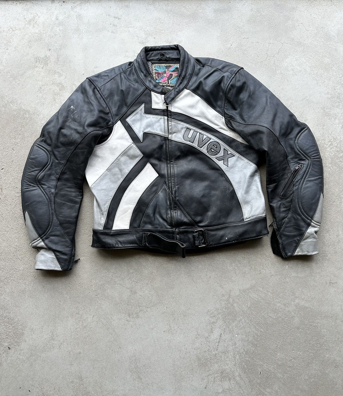 image of Leather Jacket x Racing Vintage Genuine Leather High Quality Racing Jacket Hype, Men's (Size XL)