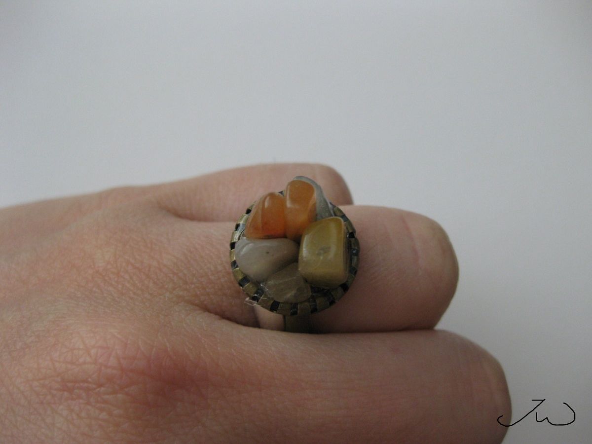 Handmade × Jewelry Red Quartz Chips Bronze ring Size ONE SIZE - 3 Thumbnail