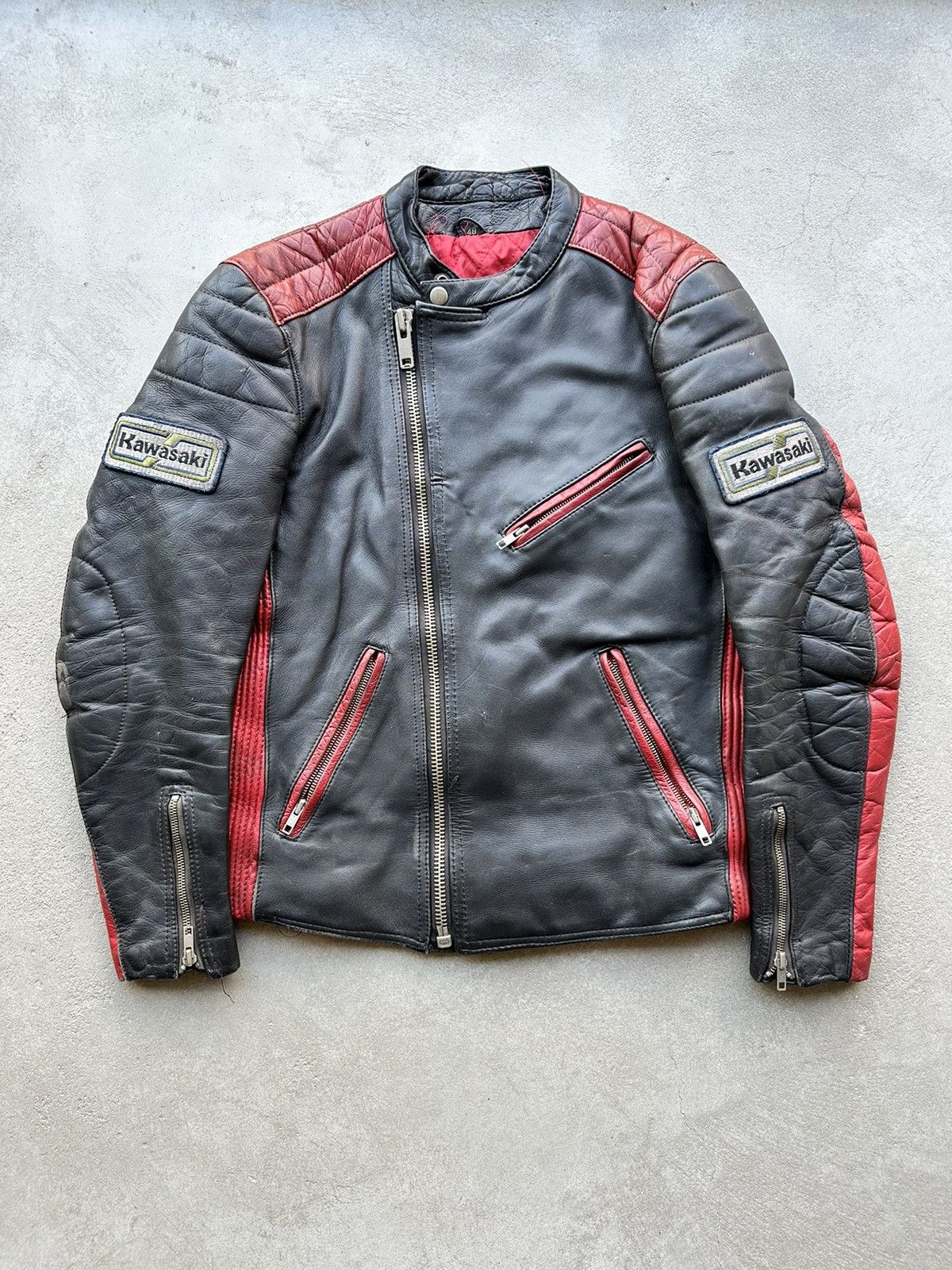 image of Leather Jacket x Racing Vintage Genuine Leather High Quality Racing Jacket Hype, Men's (Size Small)