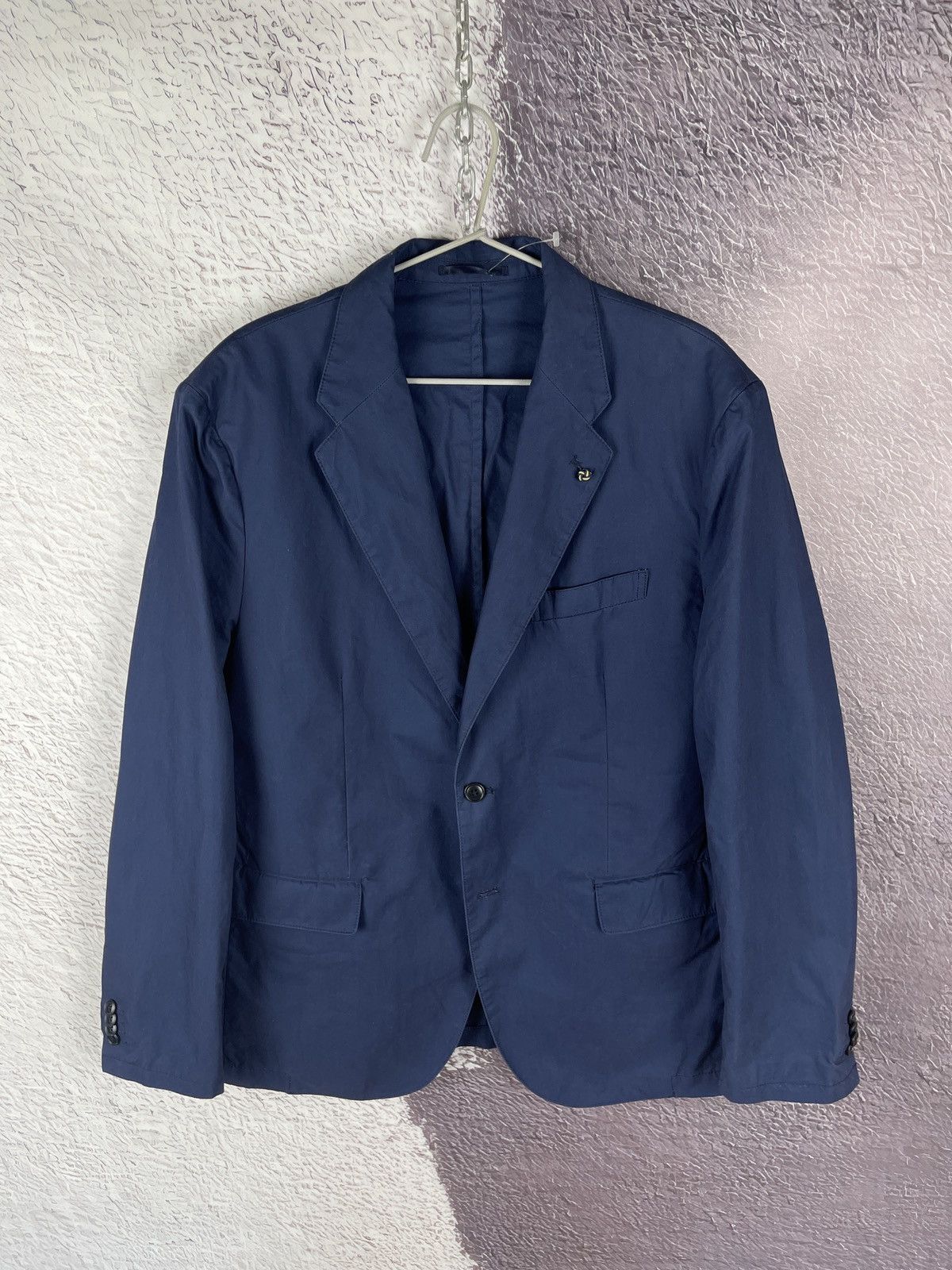 PIOMBO Piombo blue 2 button unlined cotton blazer luxury Size 44R - 1 Thumbnail