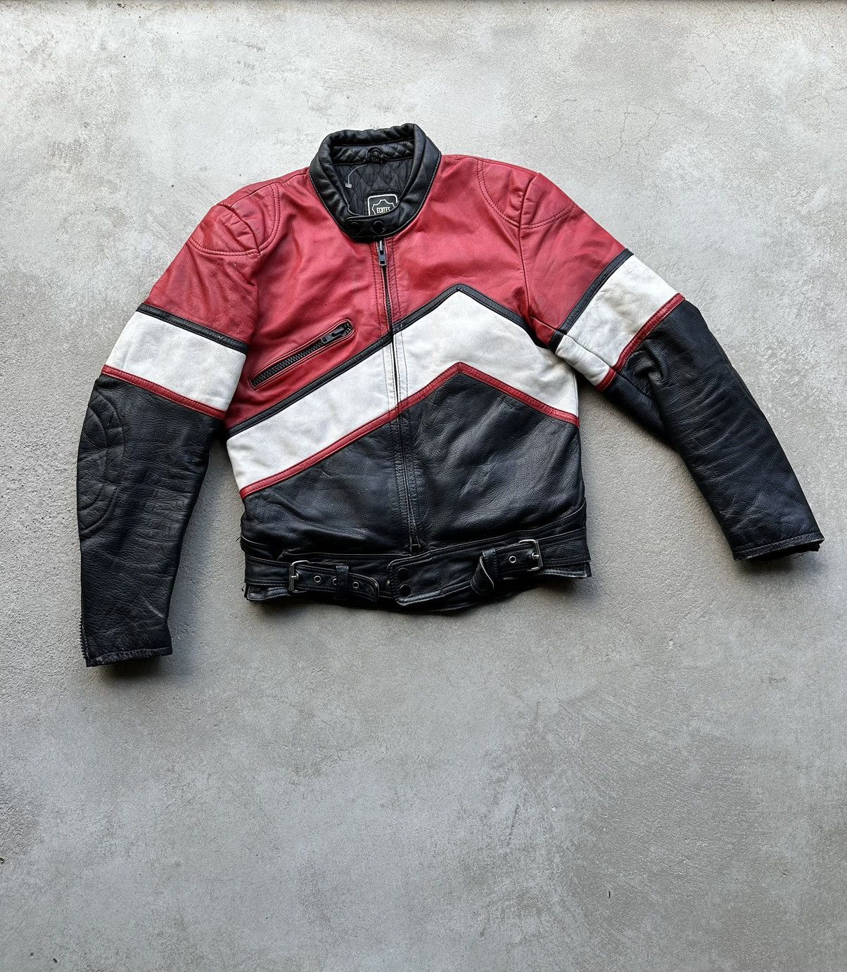 image of Leather Jacket x Racing Vintage Genuine Leather High Quality Racing Jacket Hype, Men's (Size Small)