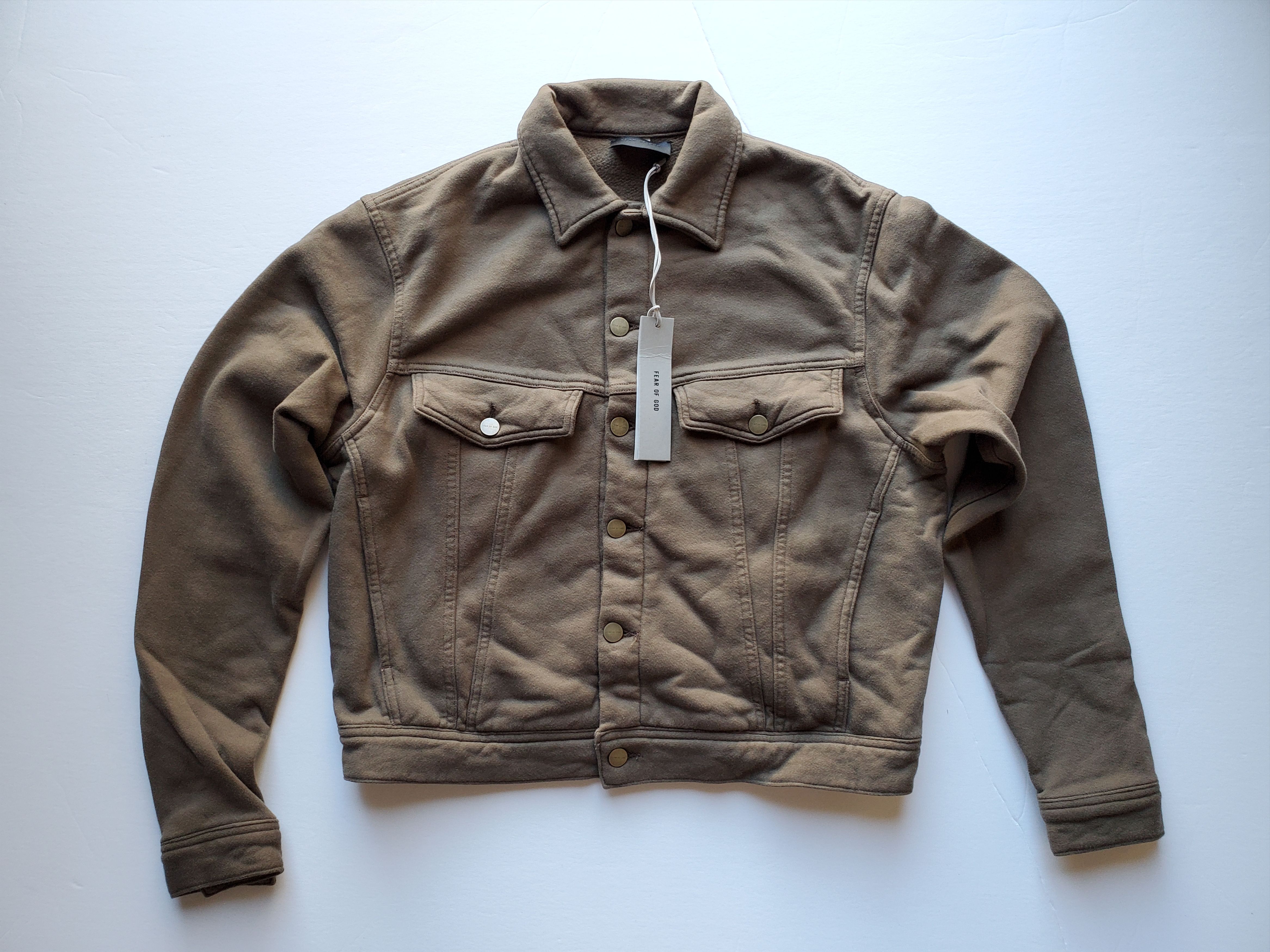 image of New Fear Of God 7Th Collection French Terry Trucker Jacket in Mocha, Men's (Size XS)