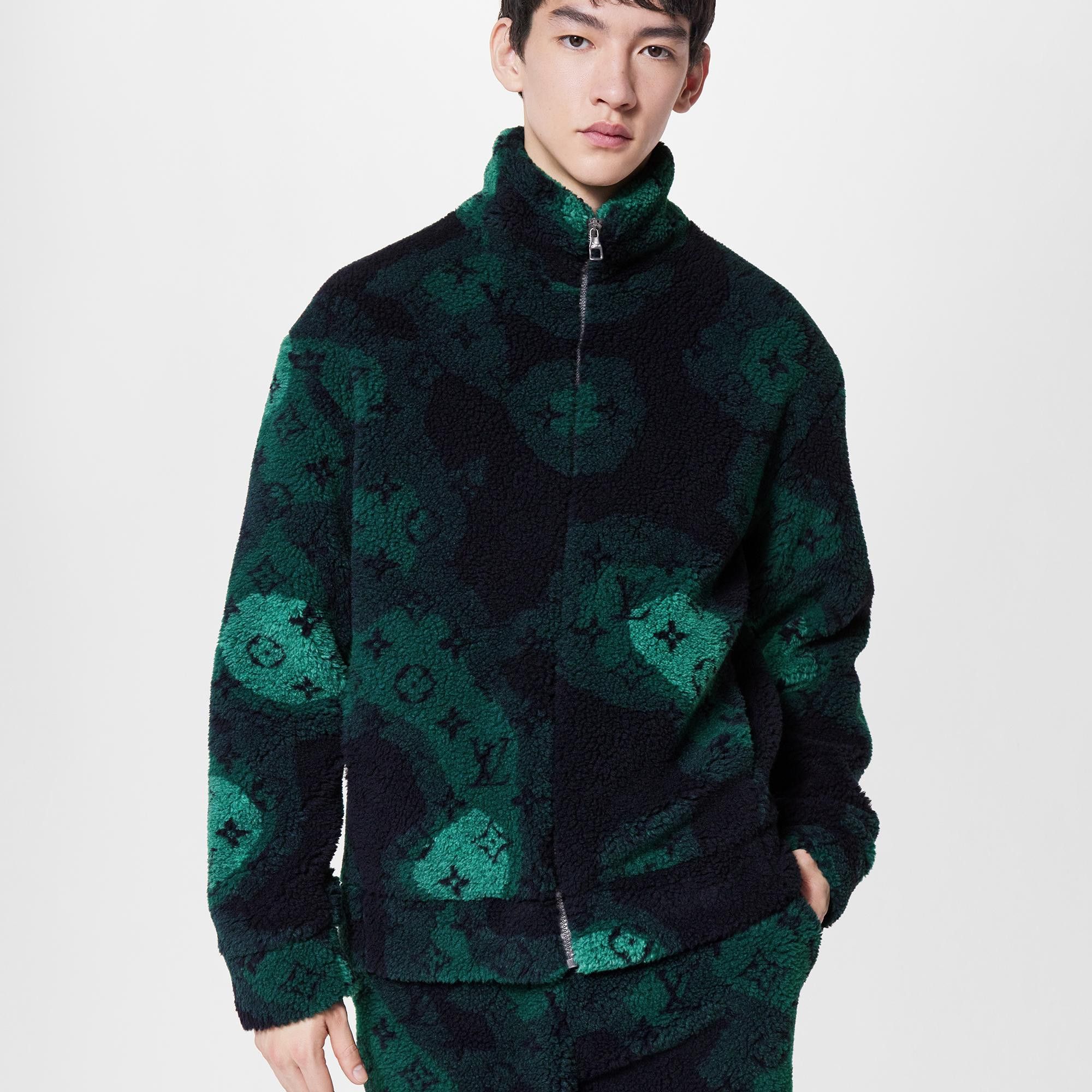 image of Louis Vuitton Camo Monogram Fleece Jacket in Green, Men's (Size Large)