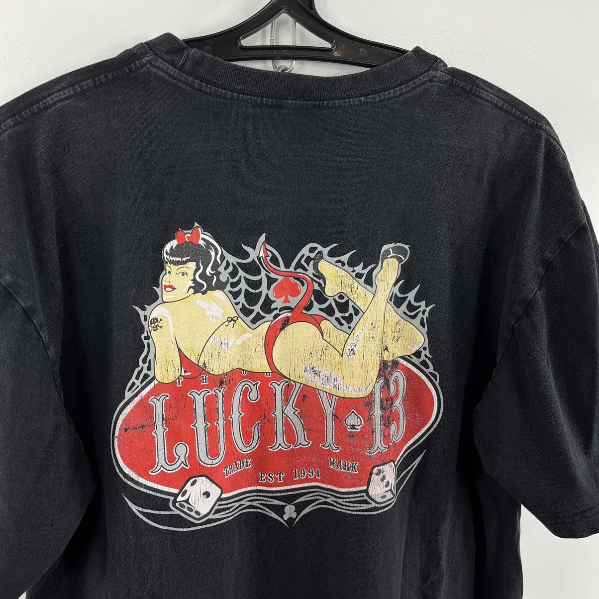 Lucky Brand × Vintage Lucky13 Vintage T-Shirt Hot Woman’s Devil Logo Size L Size US L / EU 52-54 / 3 - 4 Thumbnail