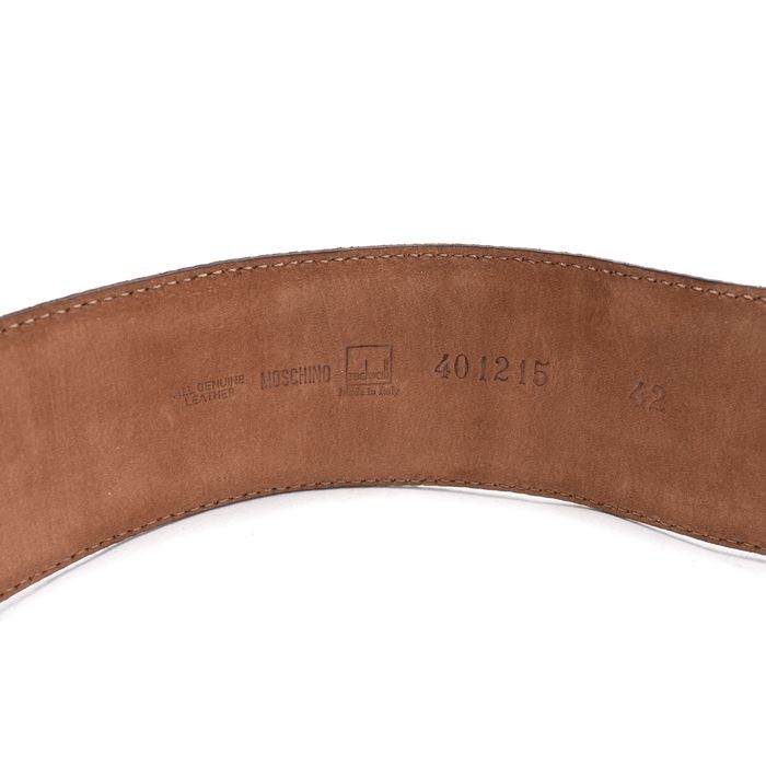 Ceinture Vintage Moschino Cuir Noir - Style Punk-chic - Taille 42 - Occasion Très Bon état
