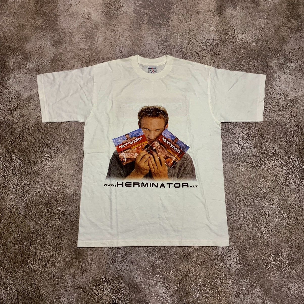 Vintage Vintage 90s Herminator Graphic Tee Sun Faded Humor Streetwea Size US L / EU 52-54 / 3 - 1 Thumbnail
