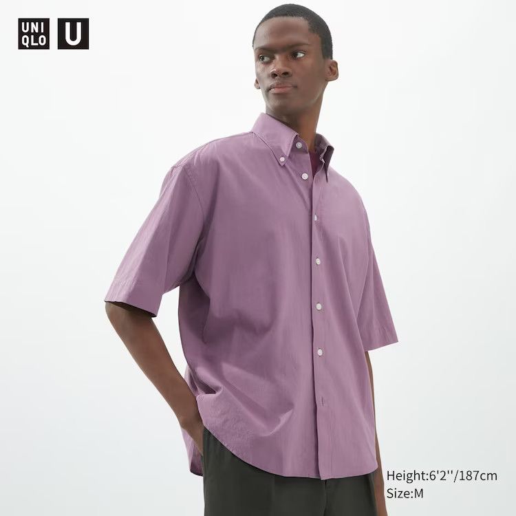 Pre-owned Lemaire X Uniqlo U Oversized Short Sleeve Shirt In Purple