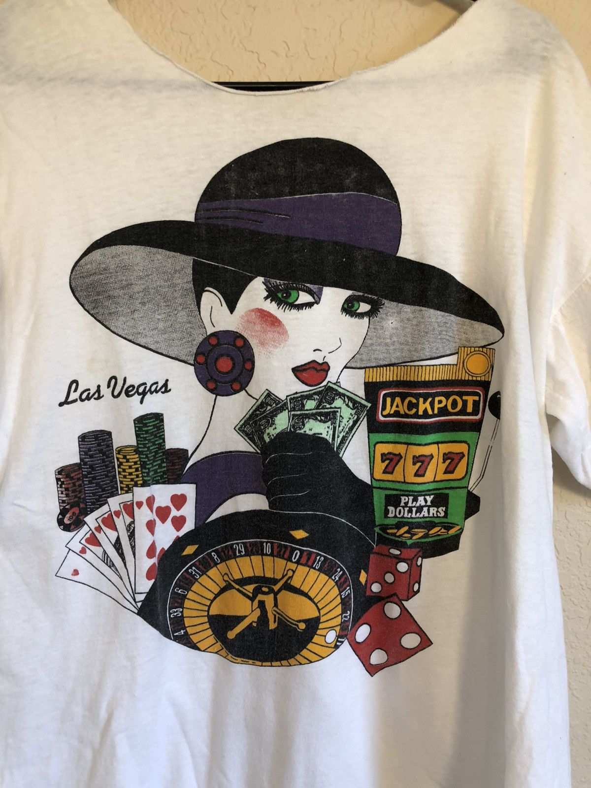 Vintage Thrashed Las Vegas Distressed Woman Casino Tee Size US L / EU 52-54 / 3 - 1 Thumbnail