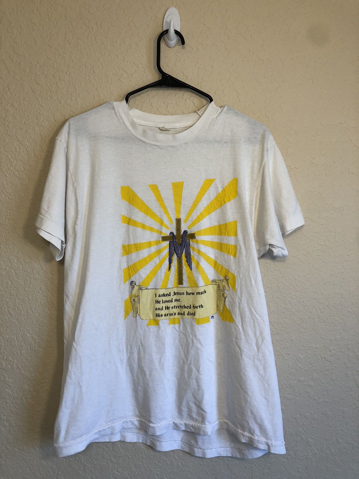 Vintage Distressed Religious Faded Jesus Theme Tee Size US XL / EU 56 / 4 - 3 Thumbnail