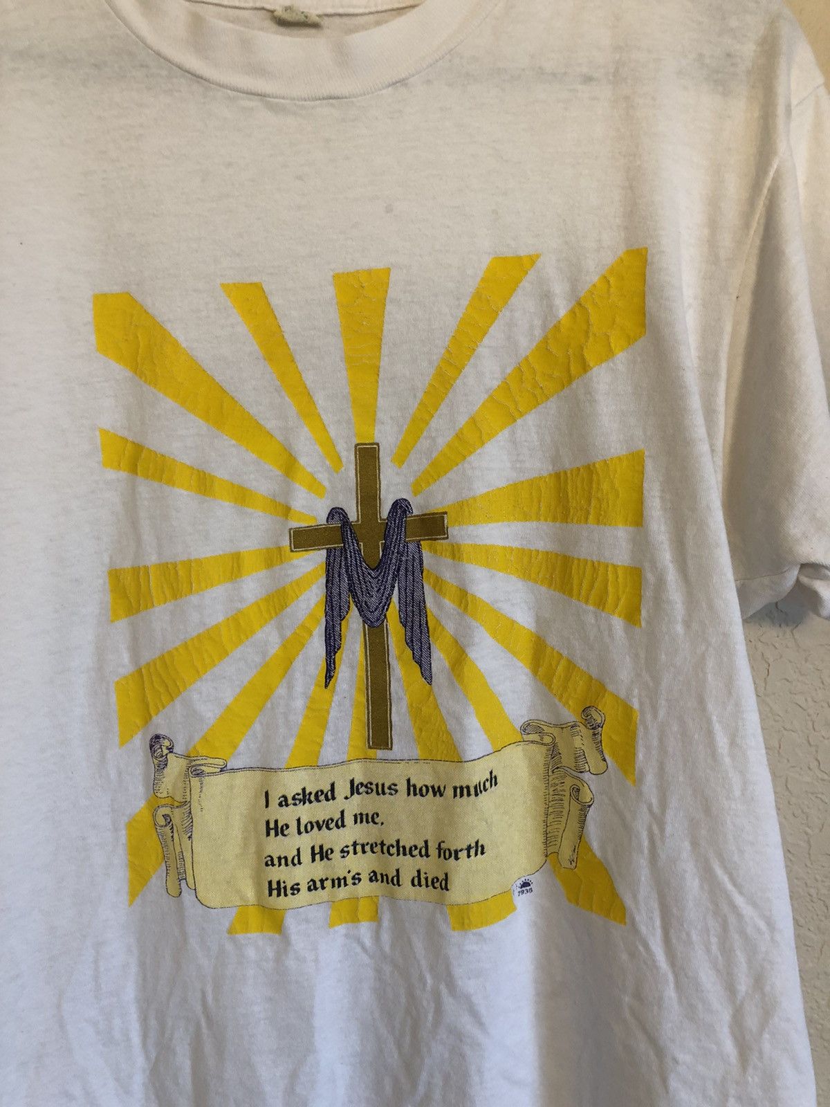 Vintage Distressed Religious Faded Jesus Theme Tee Size US XL / EU 56 / 4 - 2 Thumbnail