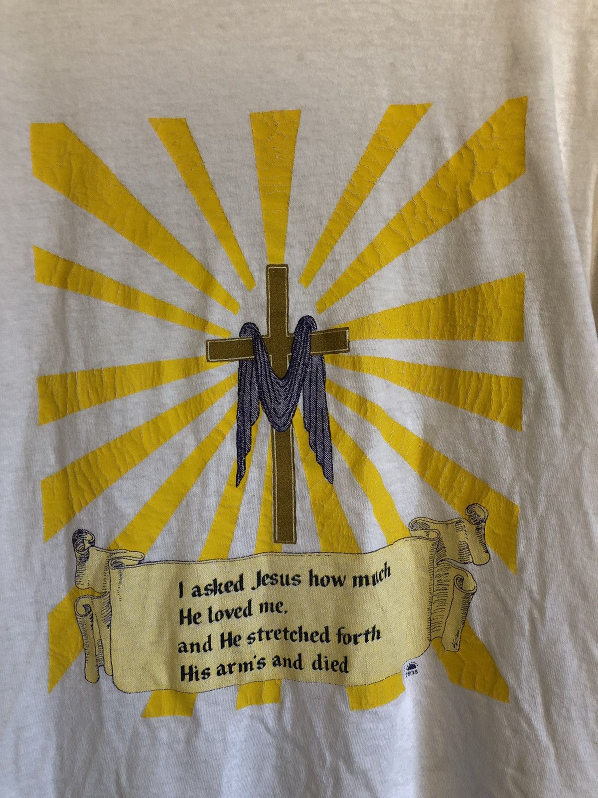 Vintage Distressed Religious Faded Jesus Theme Tee Size US XL / EU 56 / 4 - 1 Thumbnail