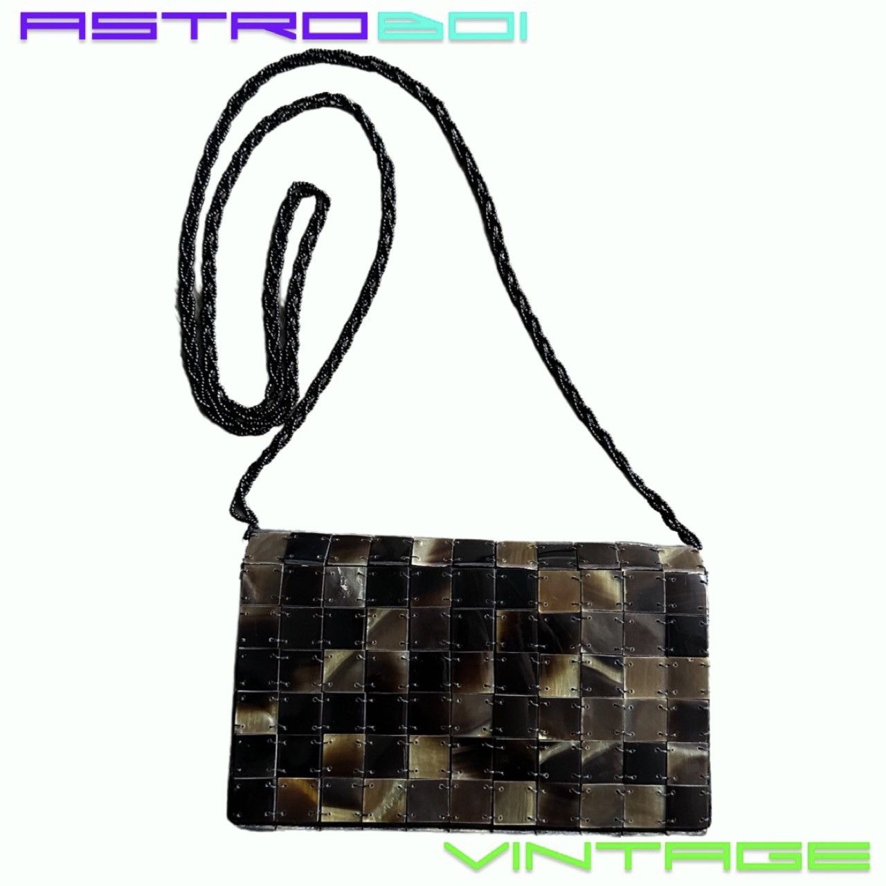 Vintage BROWN TORTOISE SHELL EVENING BEADED SHOULDER BAG Size ONE SIZE - 3 Thumbnail