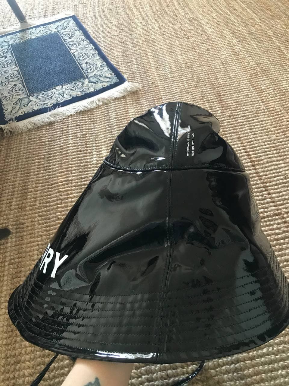 Burberry Burberry Vinyl Rain Hat from SS19 by Ricardo Tisci (0148) Size ONE SIZE - 8 Thumbnail