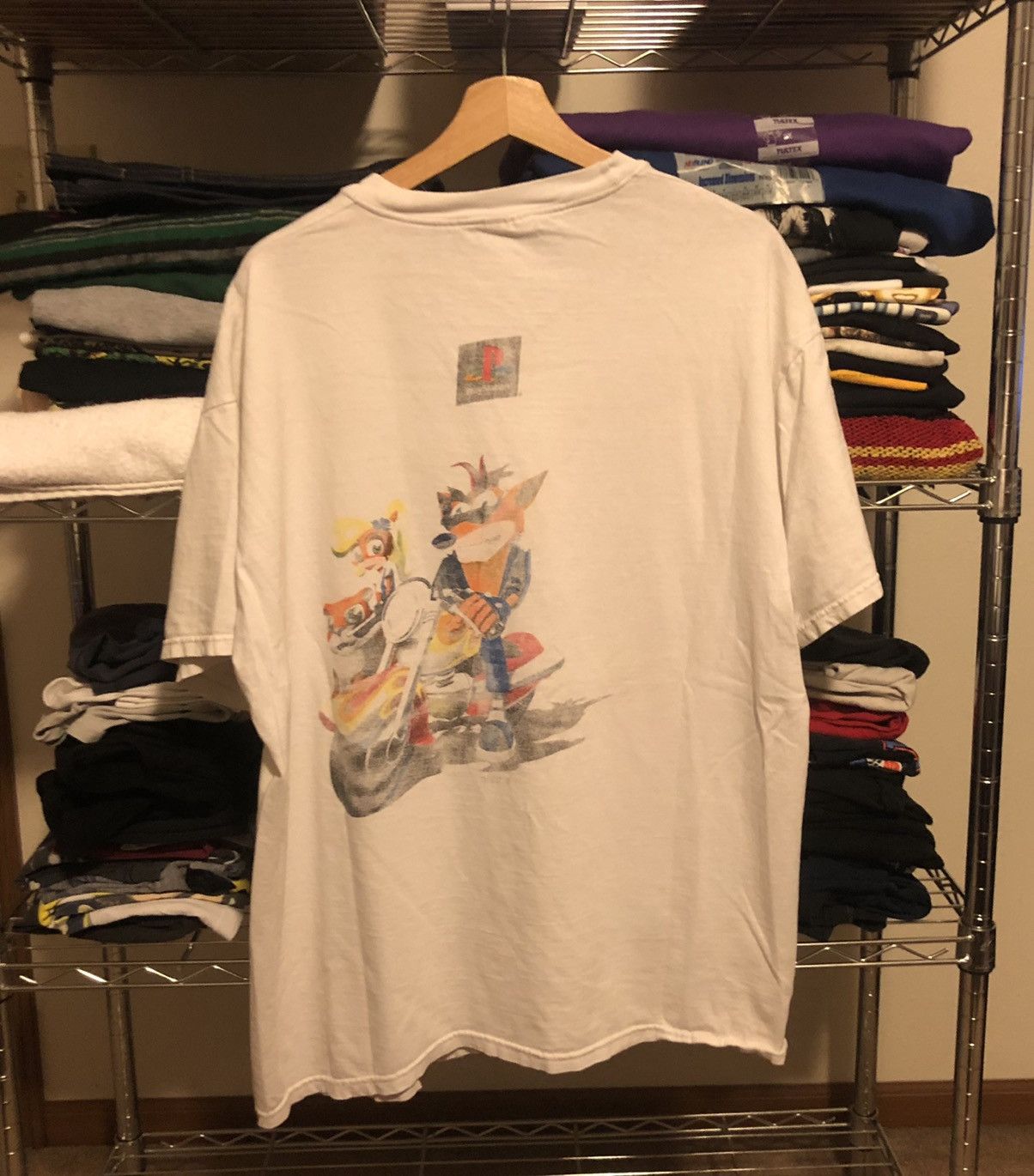 image of 1998 Crash Bandicoot Playstation Tee in White, Men's (Size XL)