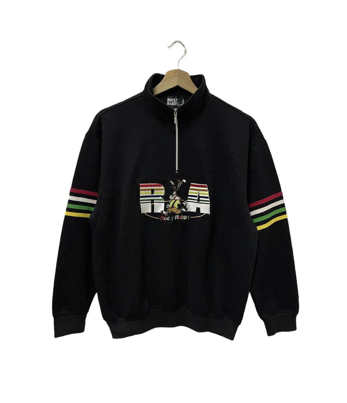 Japanese Brand × Vintage Vintage Rocky Rabbit Big Logo Rainbow Half Zip Sweatshirt Size US M / EU 48-50 / 2 - 1 Thumbnail