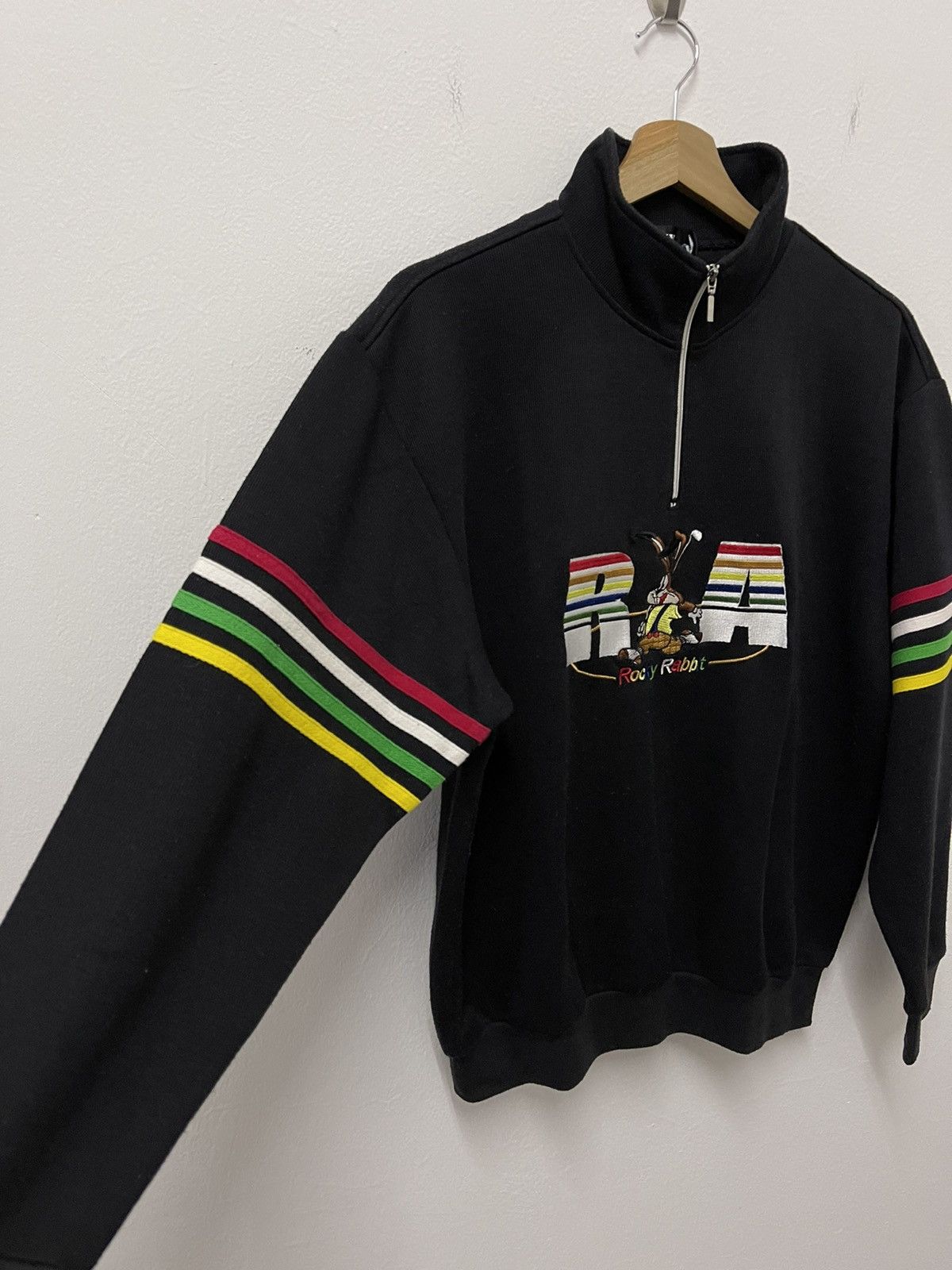 Japanese Brand × Vintage Vintage Rocky Rabbit Big Logo Rainbow Half Zip Sweatshirt Size US M / EU 48-50 / 2 - 2 Thumbnail