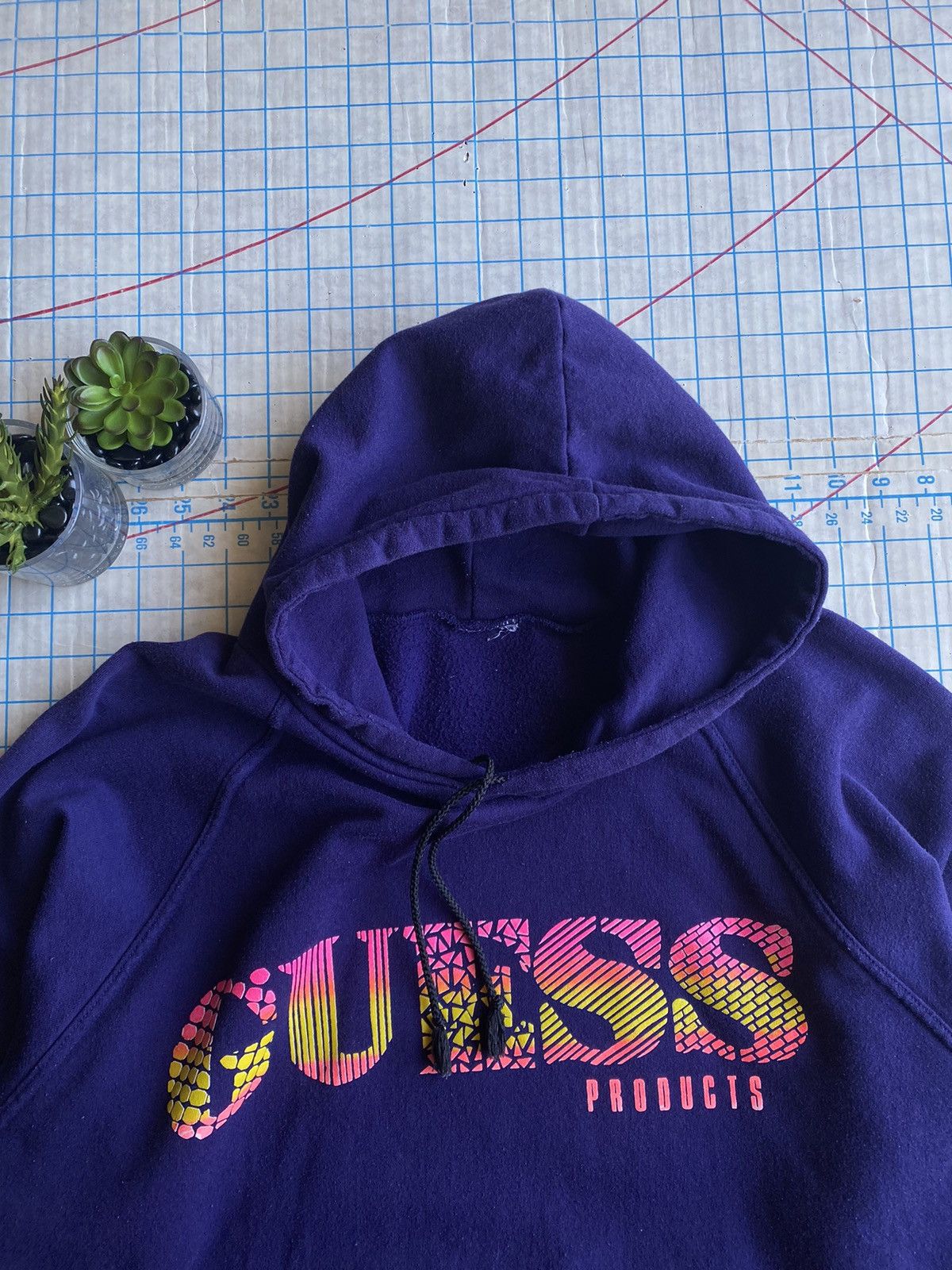 Guess × Vintage Vintage Guess Products Purple Raglan Sleeve Hoodie Fits Med Size US M / EU 48-50 / 2 - 4 Thumbnail