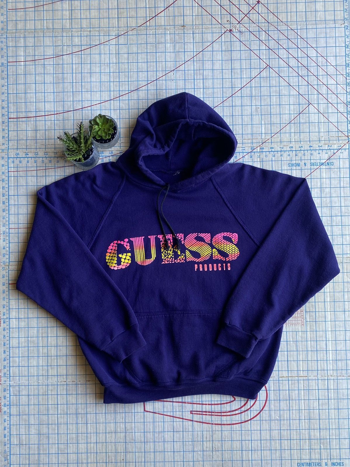 Guess × Vintage Vintage Guess Products Purple Raglan Sleeve Hoodie Fits Med Size US M / EU 48-50 / 2 - 5 Thumbnail