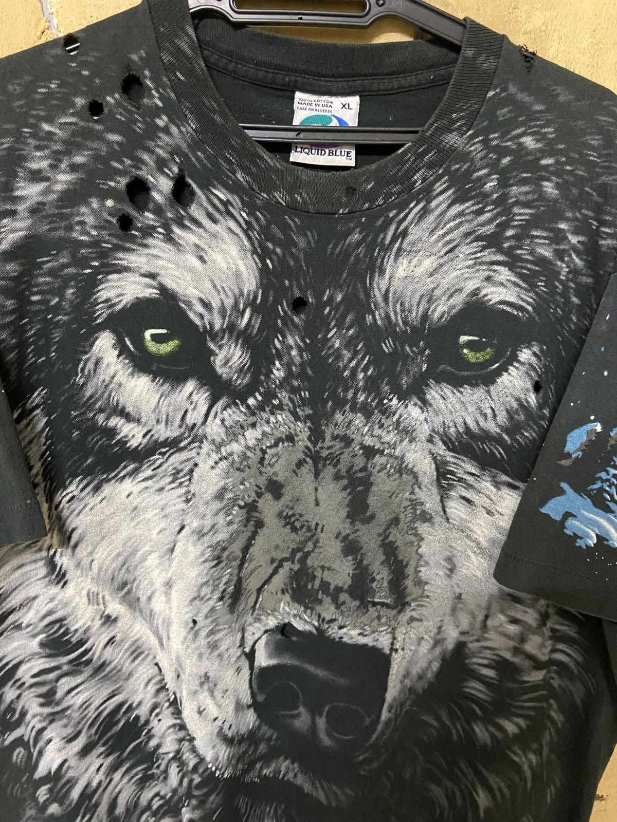 Liquid Blue 🔥FASTSALE🔥Destress Vintage Liquid Blue wolf Aop 90s Size US XL / EU 56 / 4 - 6 Thumbnail