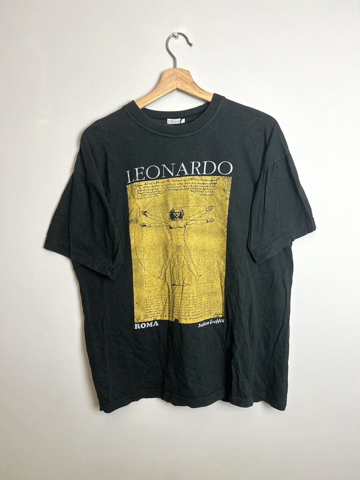 Vintage 90s Leonardo da Vinci “Vitruvian Man” Art Band T-Shirt Size US L / EU 52-54 / 3 - 1 Thumbnail