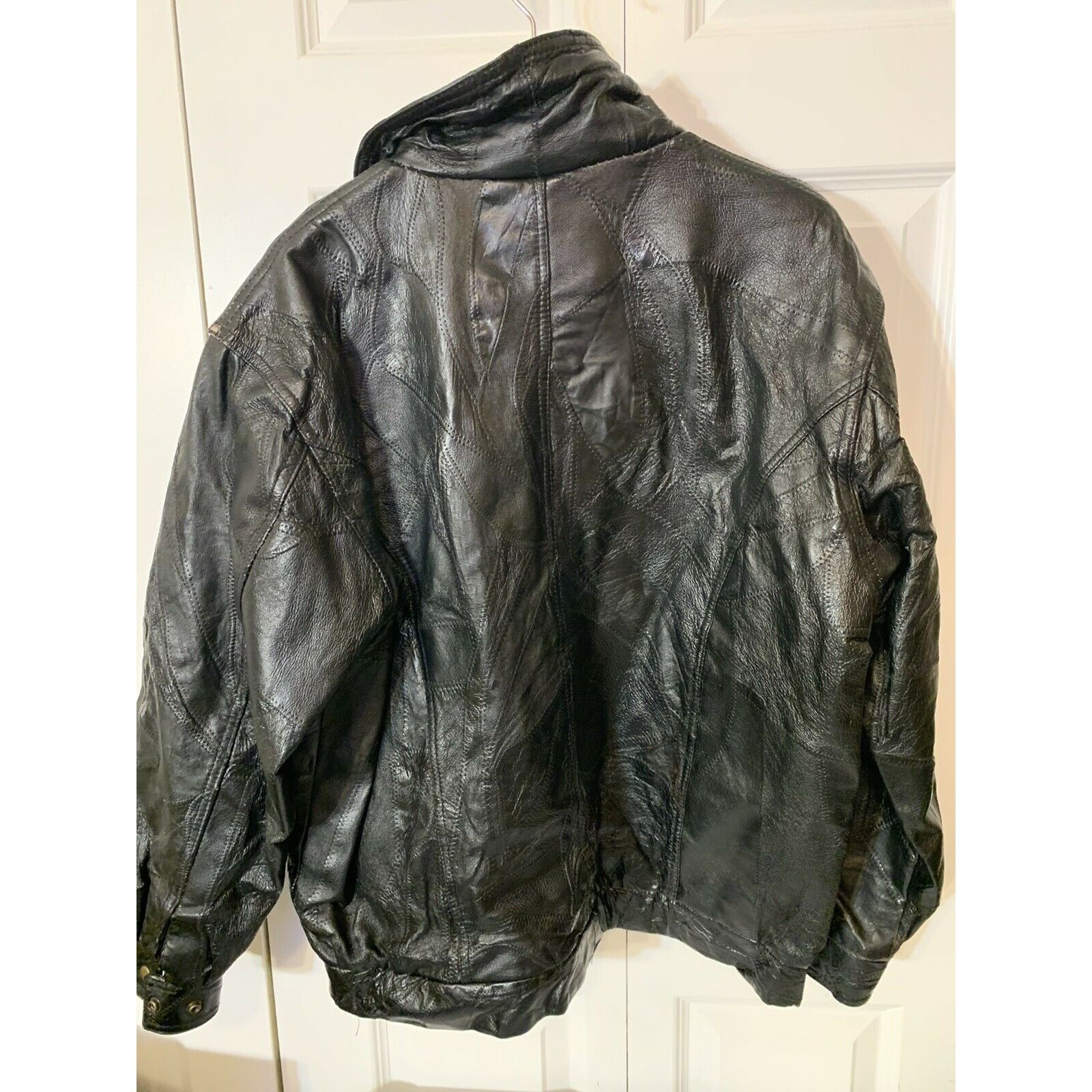 Other JUNCTION WEST LEATHER JACKET Mens Sz L Black Full Zip patchw Size US L / EU 52-54 / 3 - 6 Thumbnail