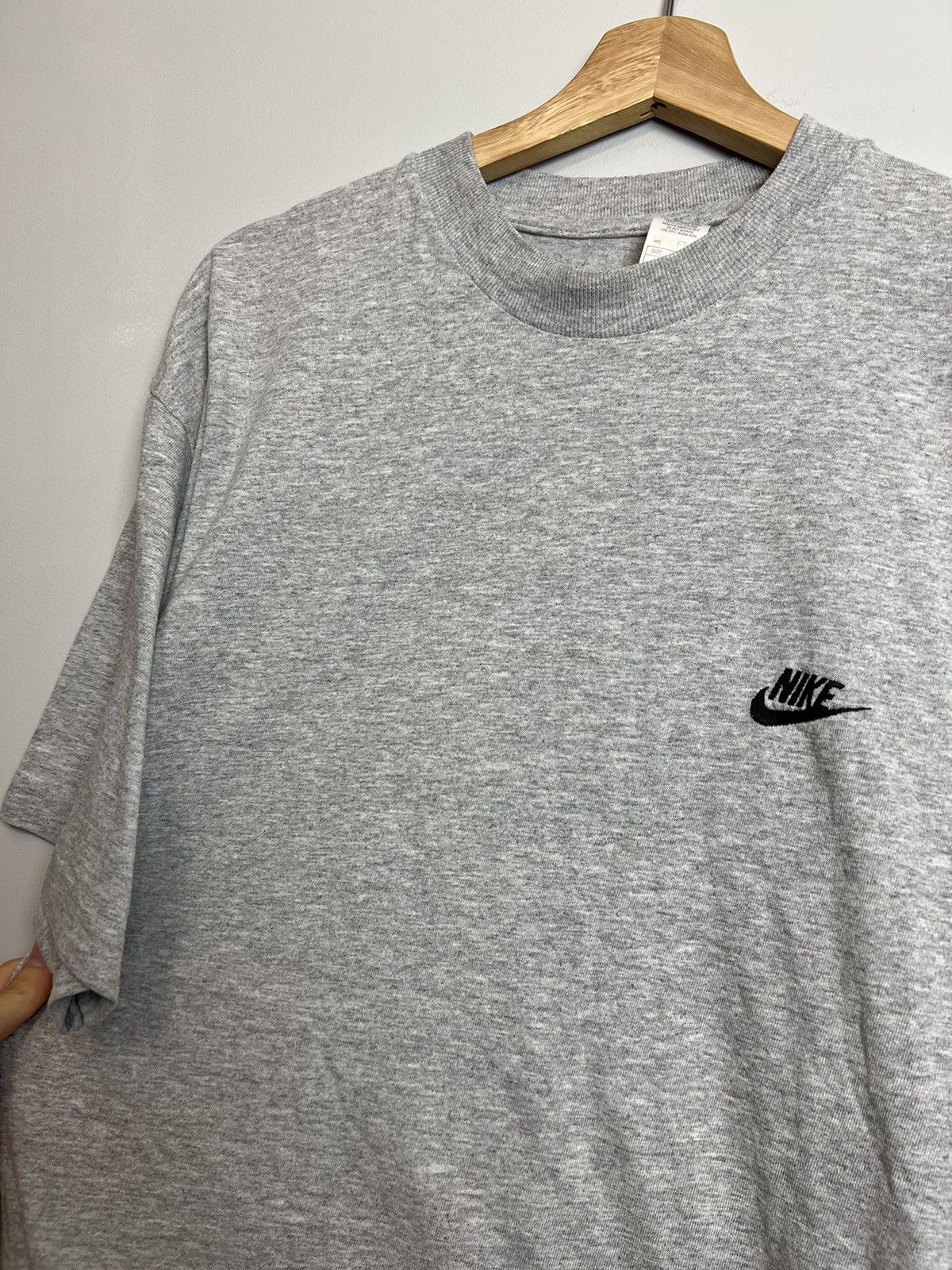 Nike × Vintage Vintage 90s Nike Travis Scott Swoosh T-Shirt Washed Grey Size US XL / EU 56 / 4 - 4 Thumbnail