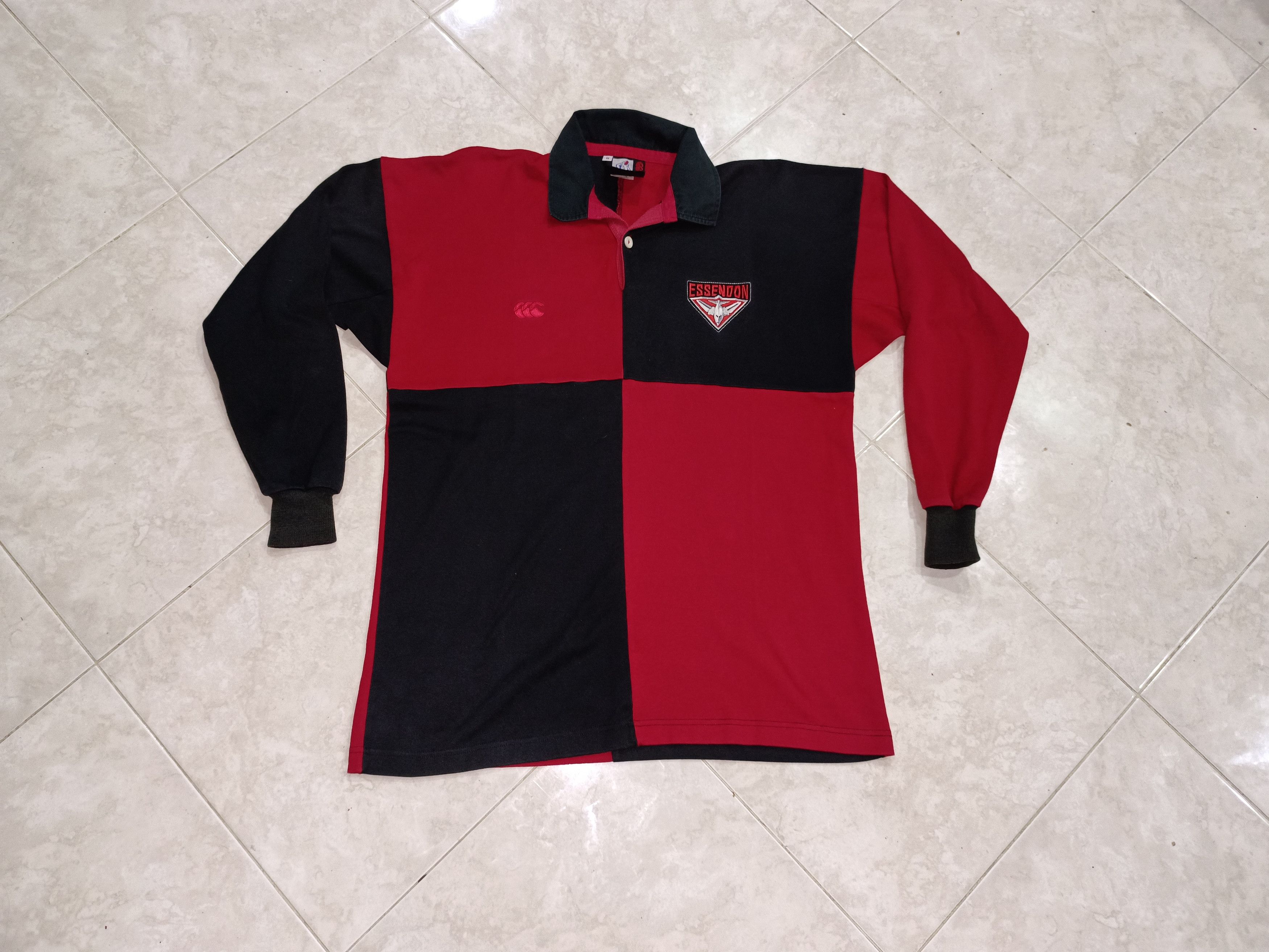 image of Canterbury Of New Zealand x Jersey Vintage Essendon Bombers Afl Polos in Black/Red (Size Medium)