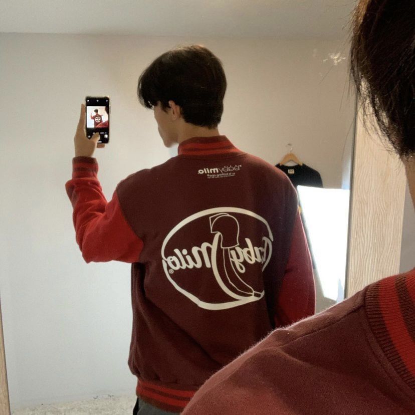 Bape 2006 Baby Milo Cotton Varsity in Tonal Reds ❤️ Size US L / EU 52-54 / 3 - 9 Thumbnail