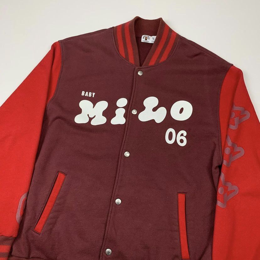 Bape 2006 Baby Milo Cotton Varsity in Tonal Reds ❤️ Size US L / EU 52-54 / 3 - 5 Thumbnail